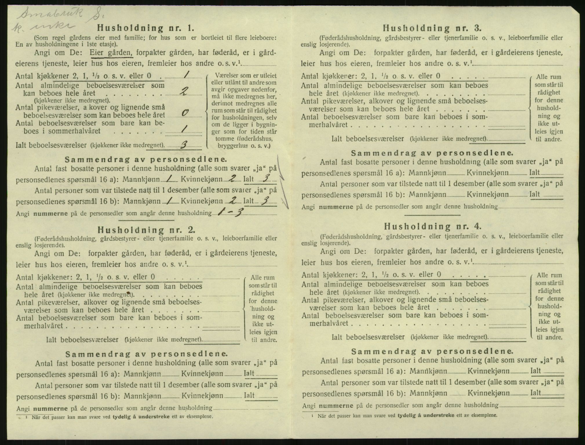 SAK, 1920 census for Vegusdal, 1920, p. 328