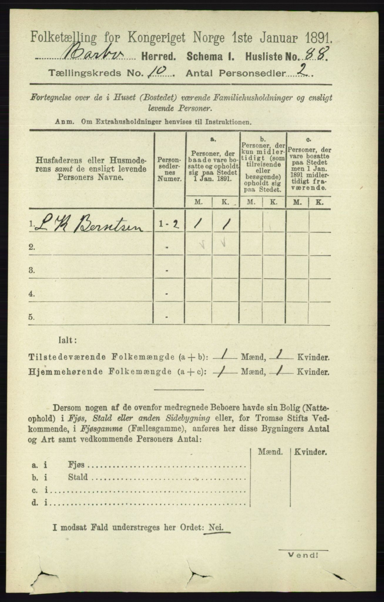 RA, 1891 census for 0990 Barbu, 1891, p. 7888