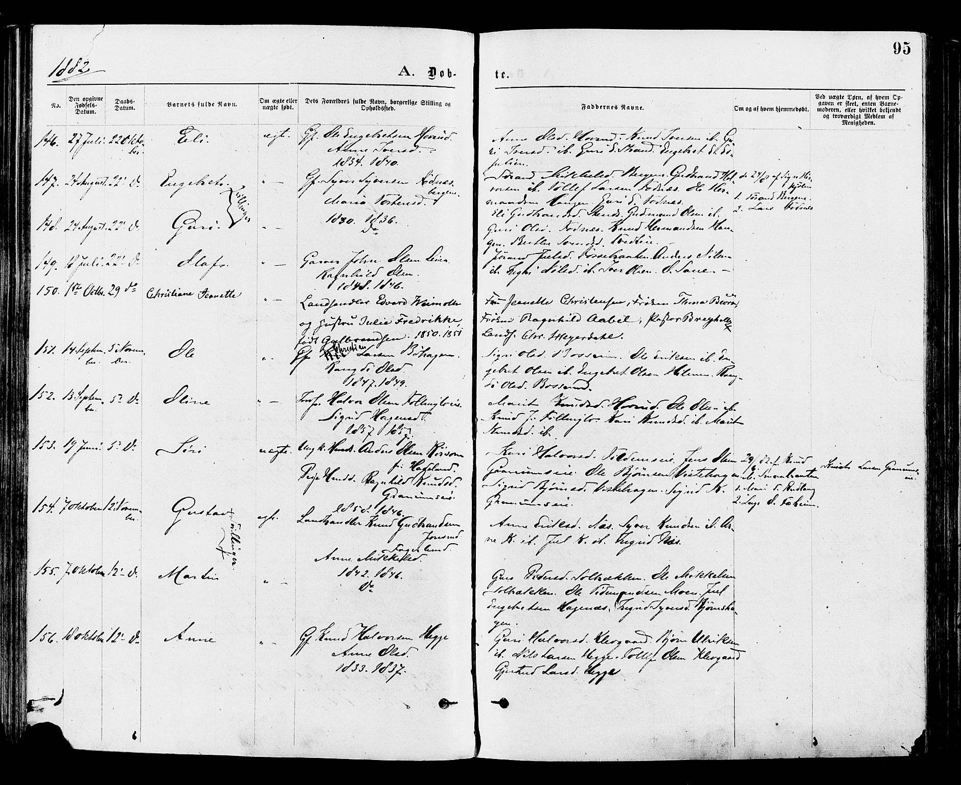 Nord-Aurdal prestekontor, SAH/PREST-132/H/Ha/Haa/L0009: Parish register (official) no. 9, 1876-1882, p. 95