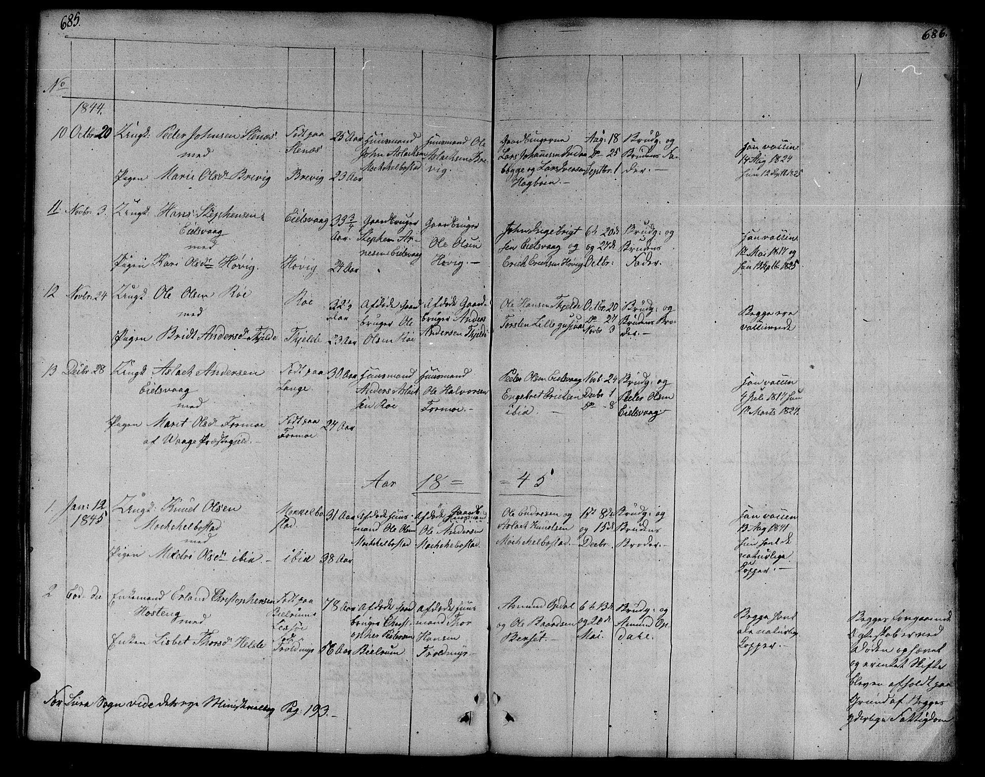 Ministerialprotokoller, klokkerbøker og fødselsregistre - Møre og Romsdal, AV/SAT-A-1454/551/L0624: Parish register (official) no. 551A04, 1831-1845, p. 685-686