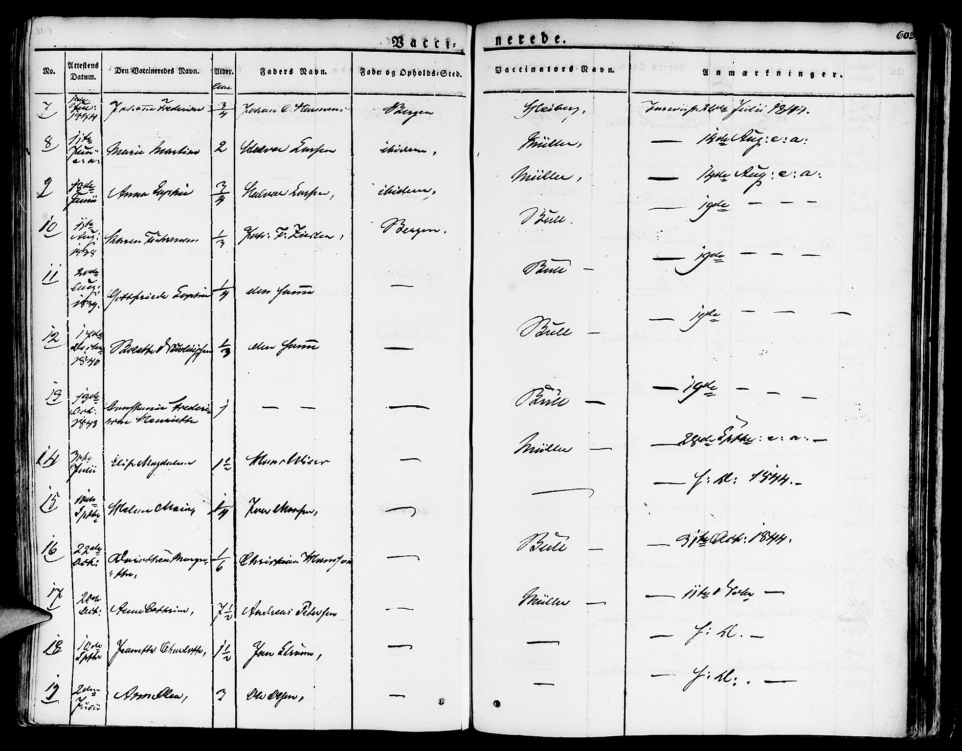 Nykirken Sokneprestembete, SAB/A-77101/H/Haa/L0012: Parish register (official) no. A 12, 1821-1844, p. 603