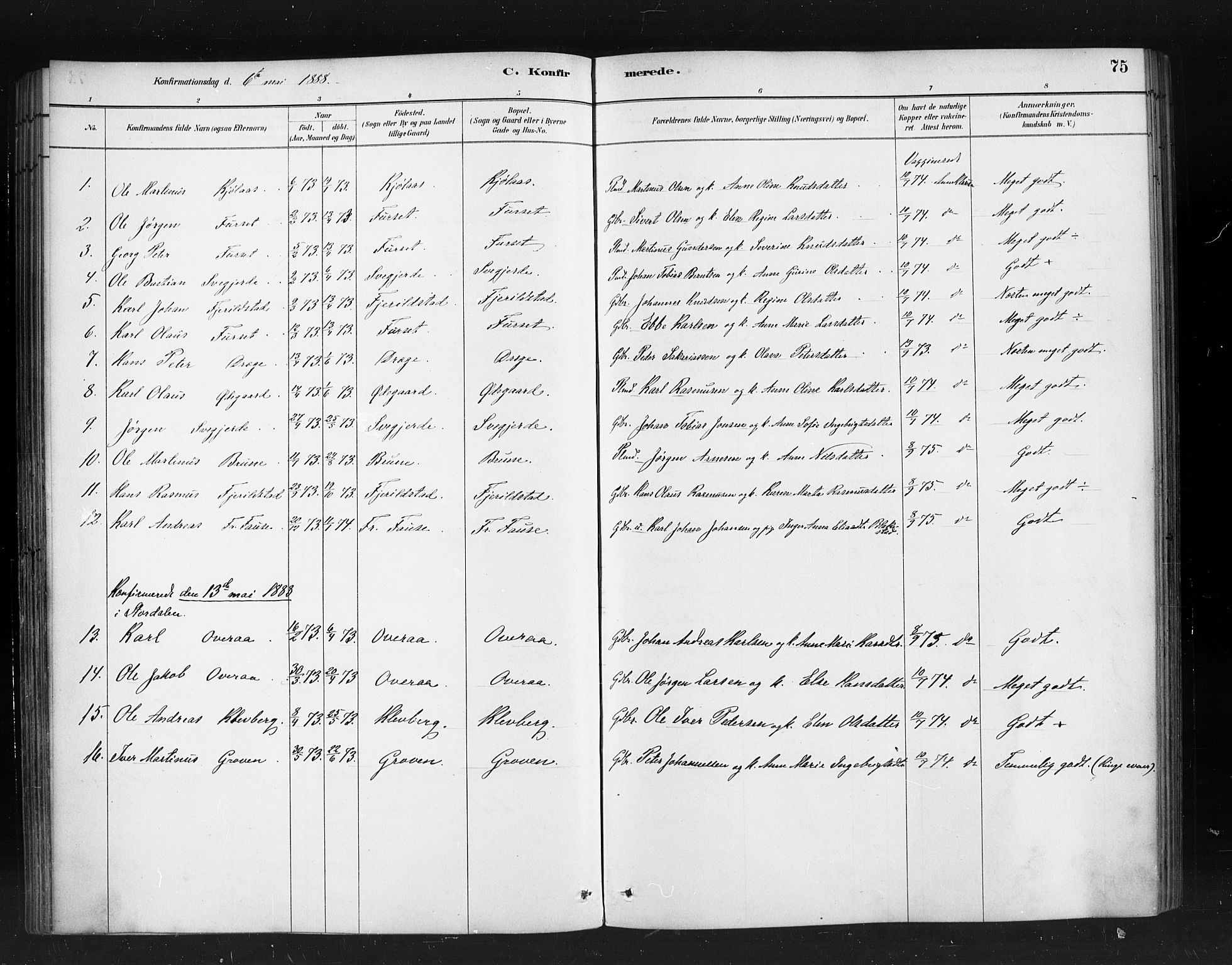 Ministerialprotokoller, klokkerbøker og fødselsregistre - Møre og Romsdal, SAT/A-1454/520/L0283: Parish register (official) no. 520A12, 1882-1898, p. 75