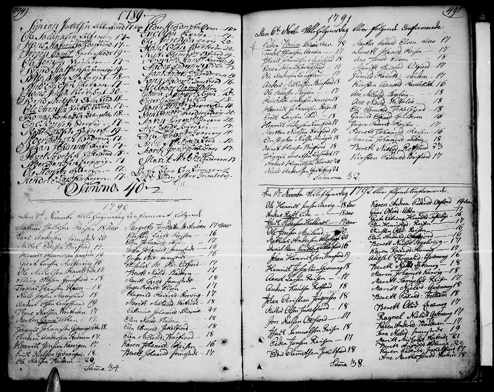 Skjervøy sokneprestkontor, SATØ/S-1300/H/Ha/Haa/L0002kirke: Parish register (official) no. 2, 1781-1817, p. 494-495