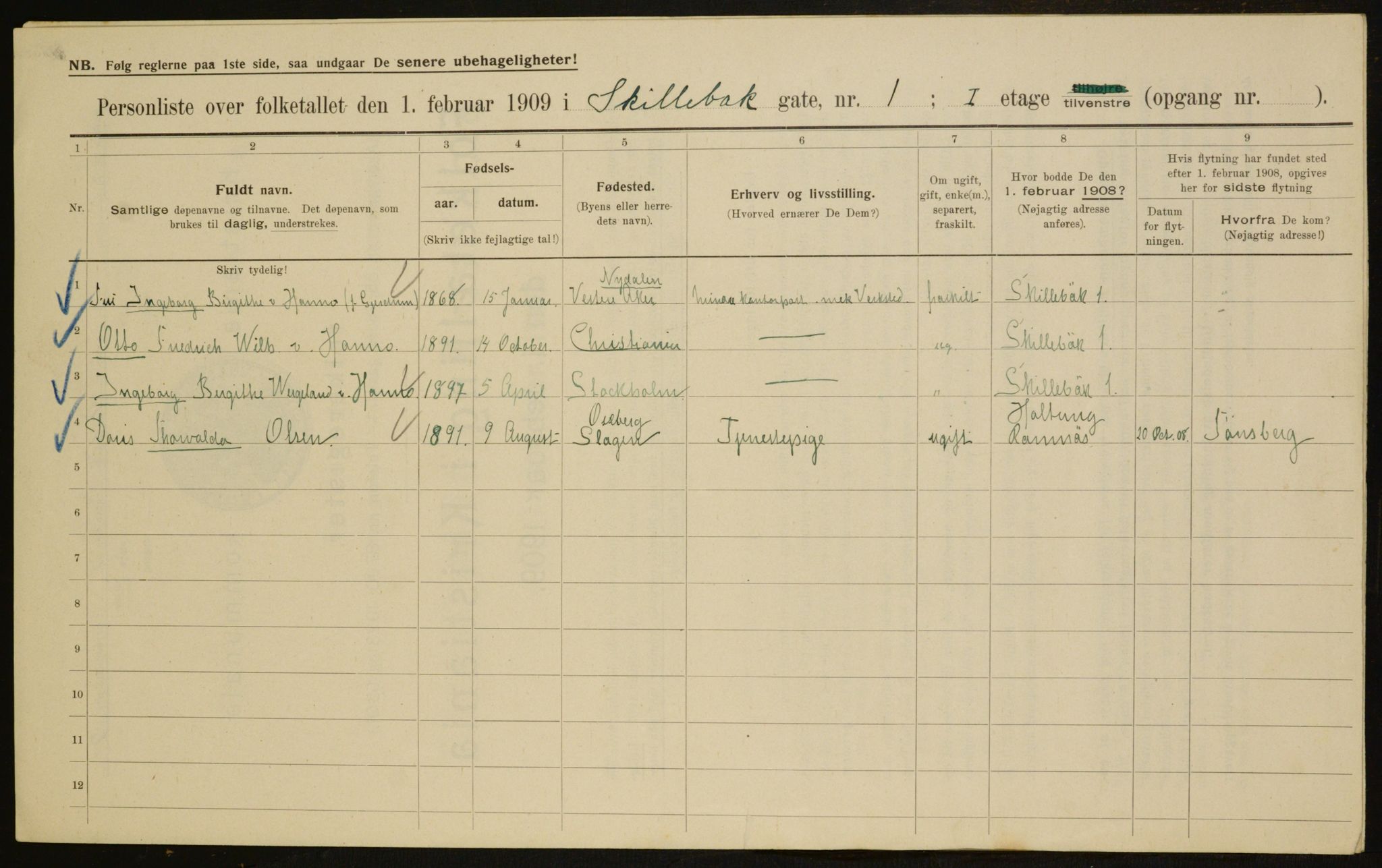 OBA, Municipal Census 1909 for Kristiania, 1909, p. 86497