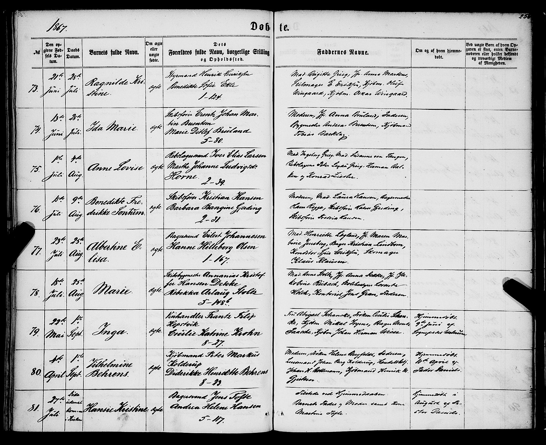 Nykirken Sokneprestembete, SAB/A-77101/H/Haa/L0015: Parish register (official) no. B 2, 1858-1869, p. 256