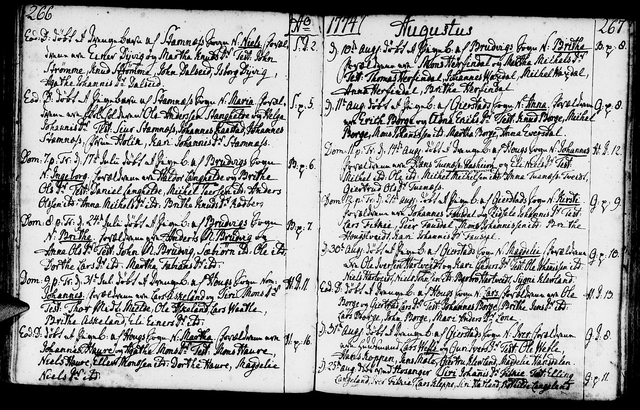 Haus sokneprestembete, SAB/A-75601/H/Haa: Parish register (official) no. A 9, 1767-1781, p. 266-267