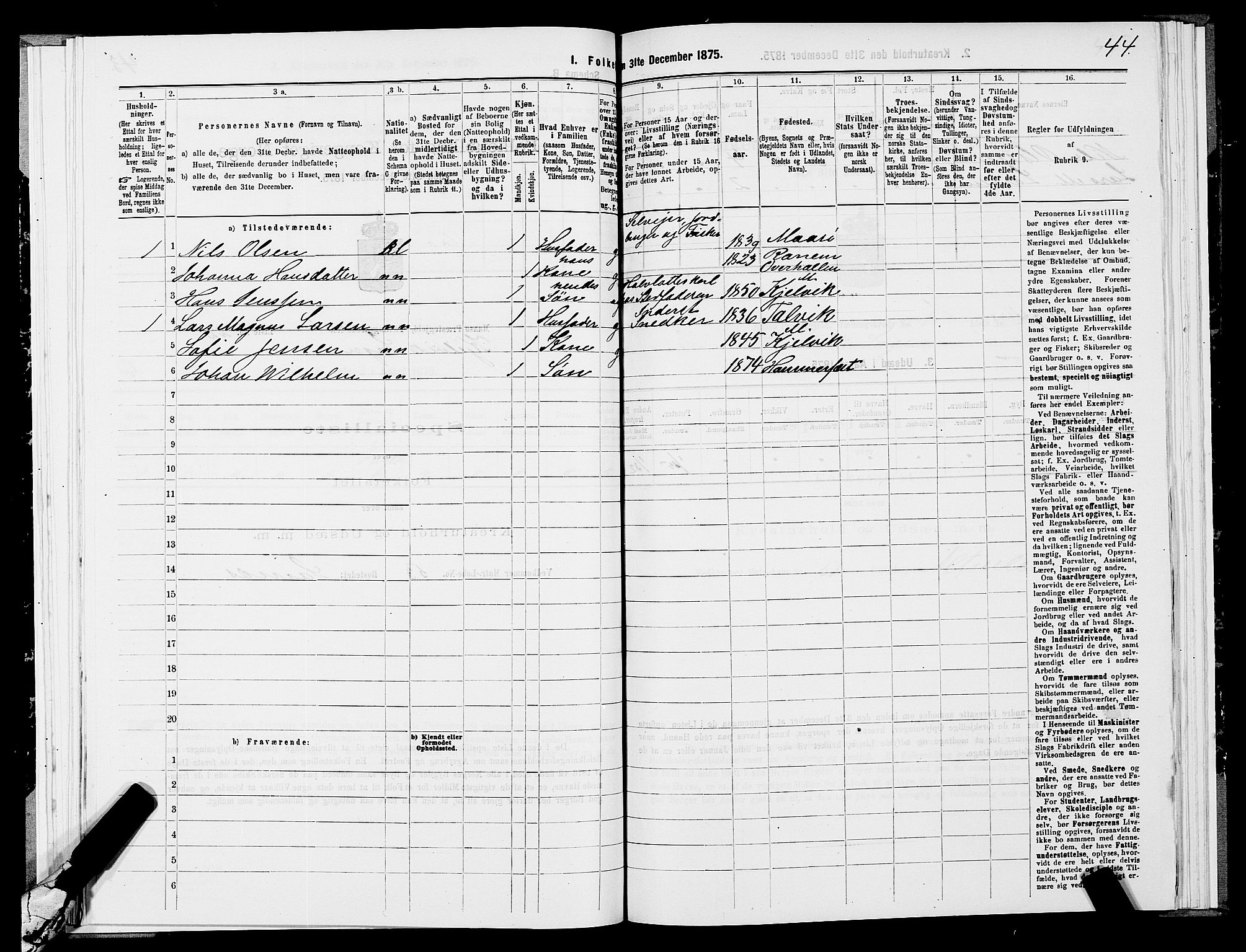 SATØ, 1875 census for 2018P Måsøy, 1875, p. 2044