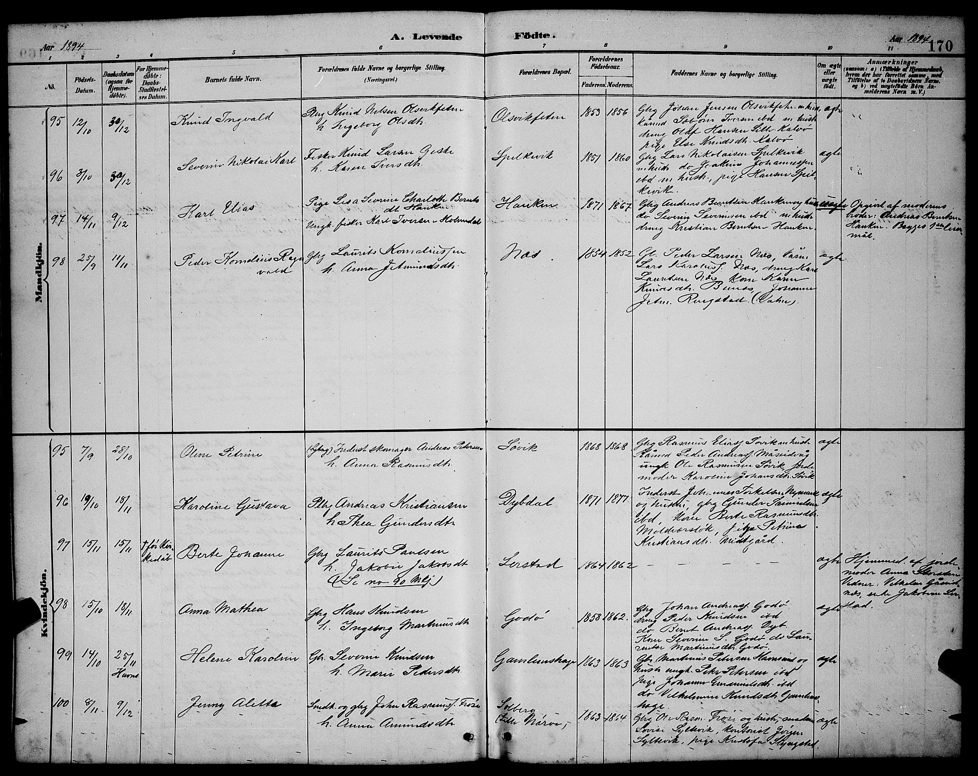 Ministerialprotokoller, klokkerbøker og fødselsregistre - Møre og Romsdal, AV/SAT-A-1454/528/L0431: Parish register (copy) no. 528C12, 1885-1898, p. 170