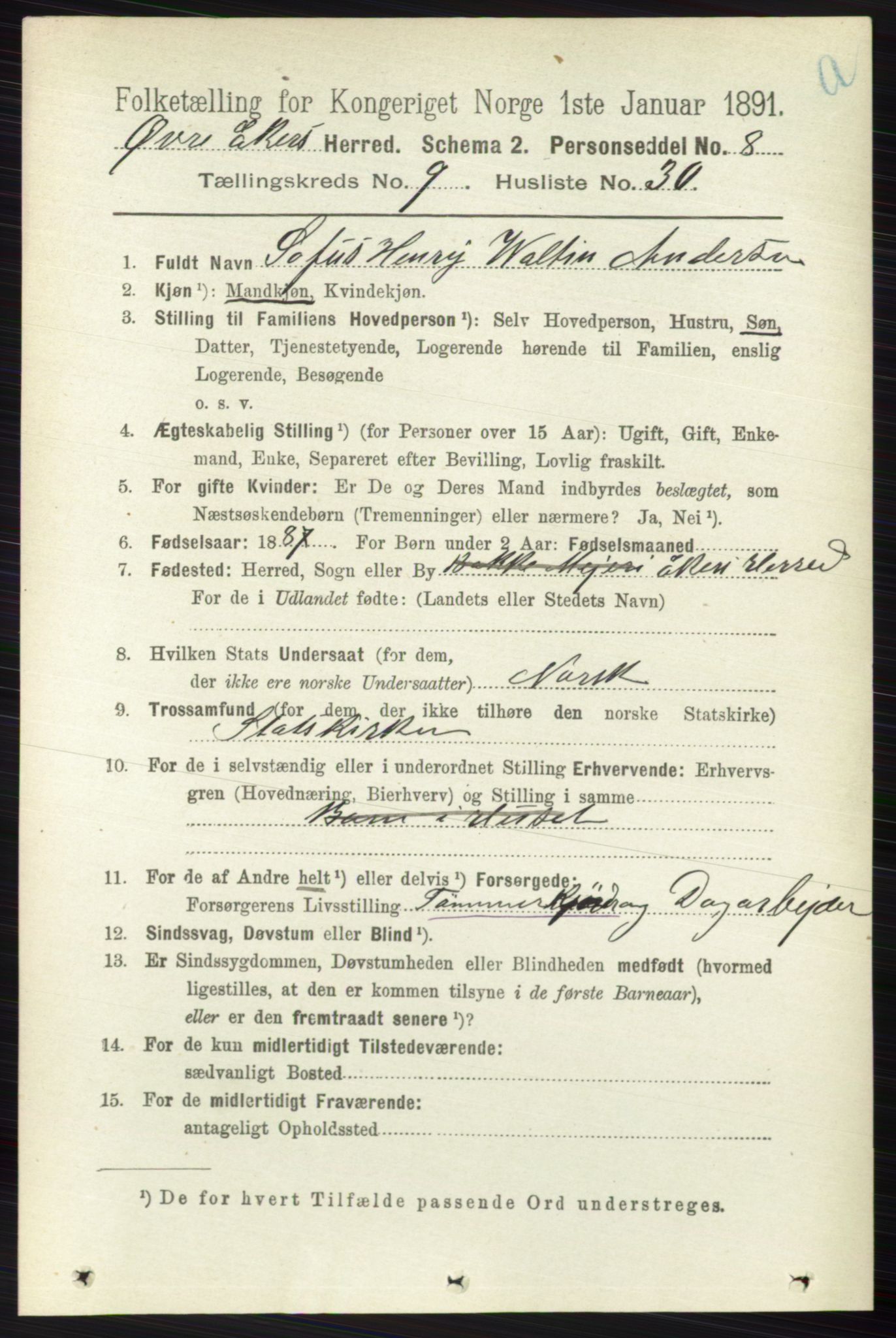 RA, 1891 census for 0624 Øvre Eiker, 1891, p. 3817