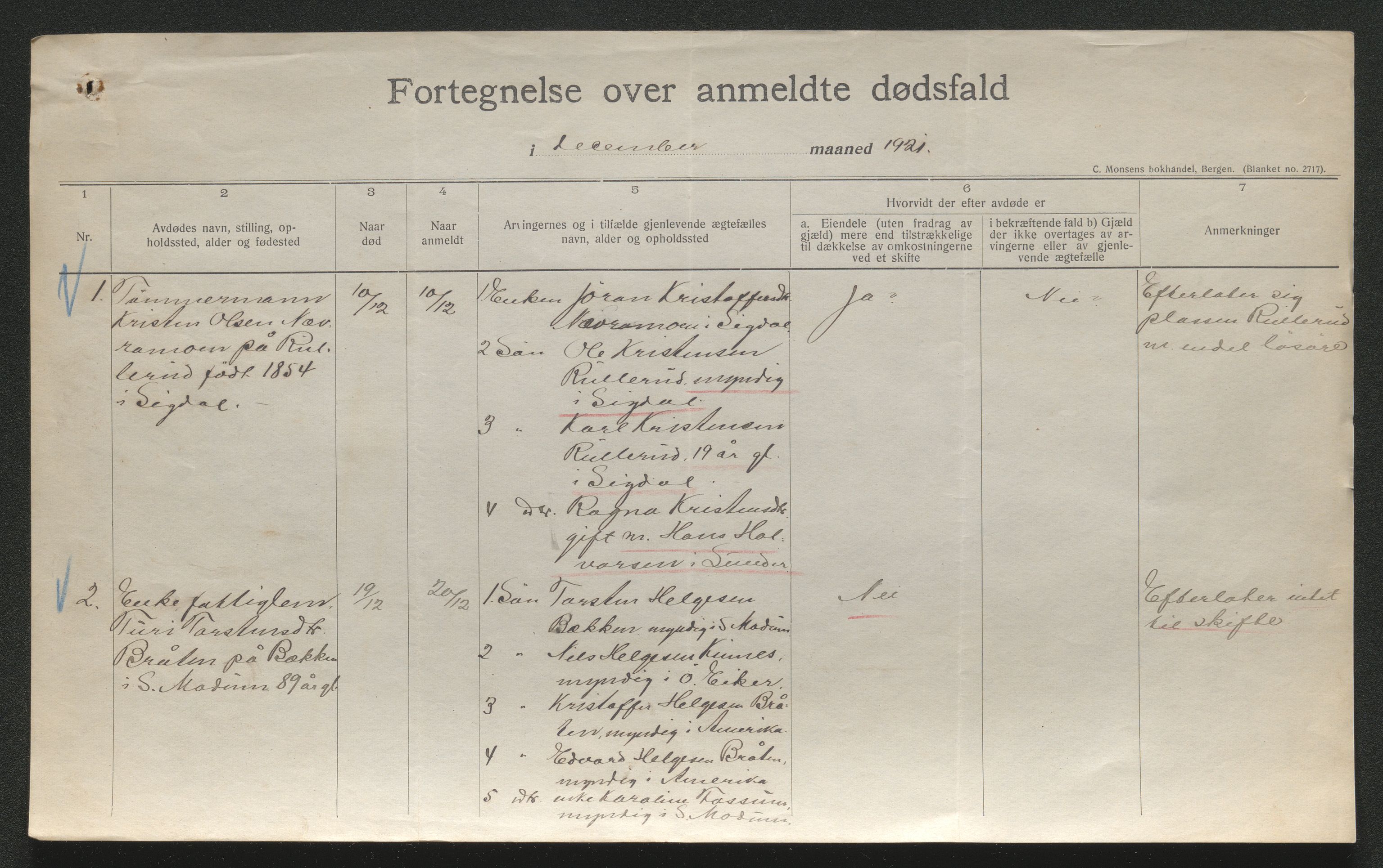 Eiker, Modum og Sigdal sorenskriveri, AV/SAKO-A-123/H/Ha/Hab/L0040: Dødsfallsmeldinger, 1920-1921, p. 1204