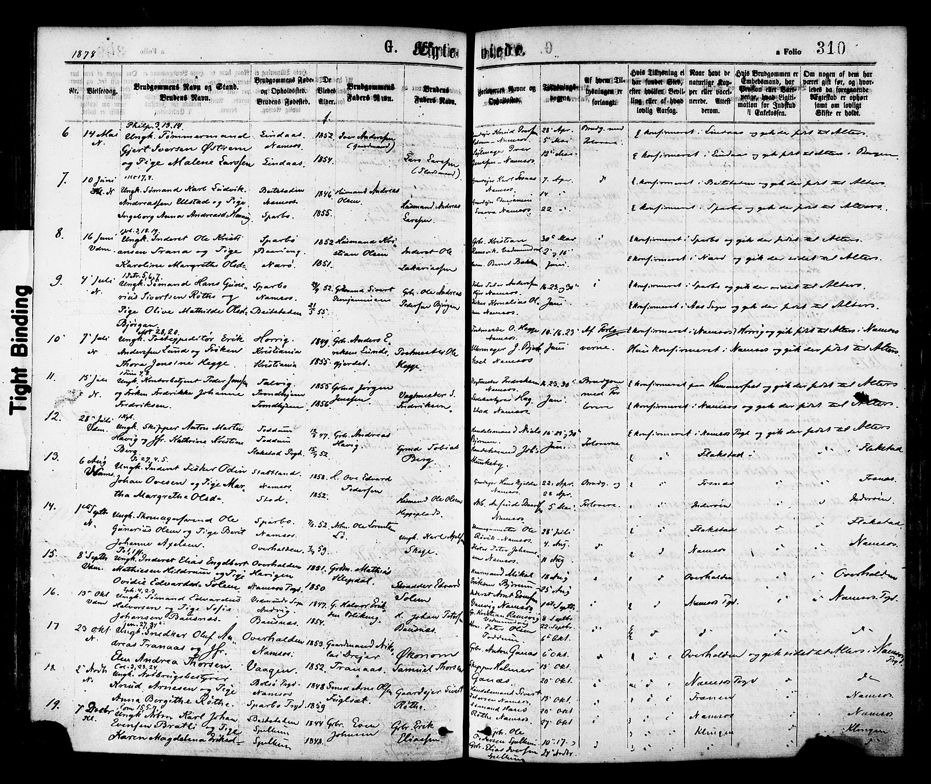 Ministerialprotokoller, klokkerbøker og fødselsregistre - Nord-Trøndelag, SAT/A-1458/768/L0572: Parish register (official) no. 768A07, 1874-1886, p. 310