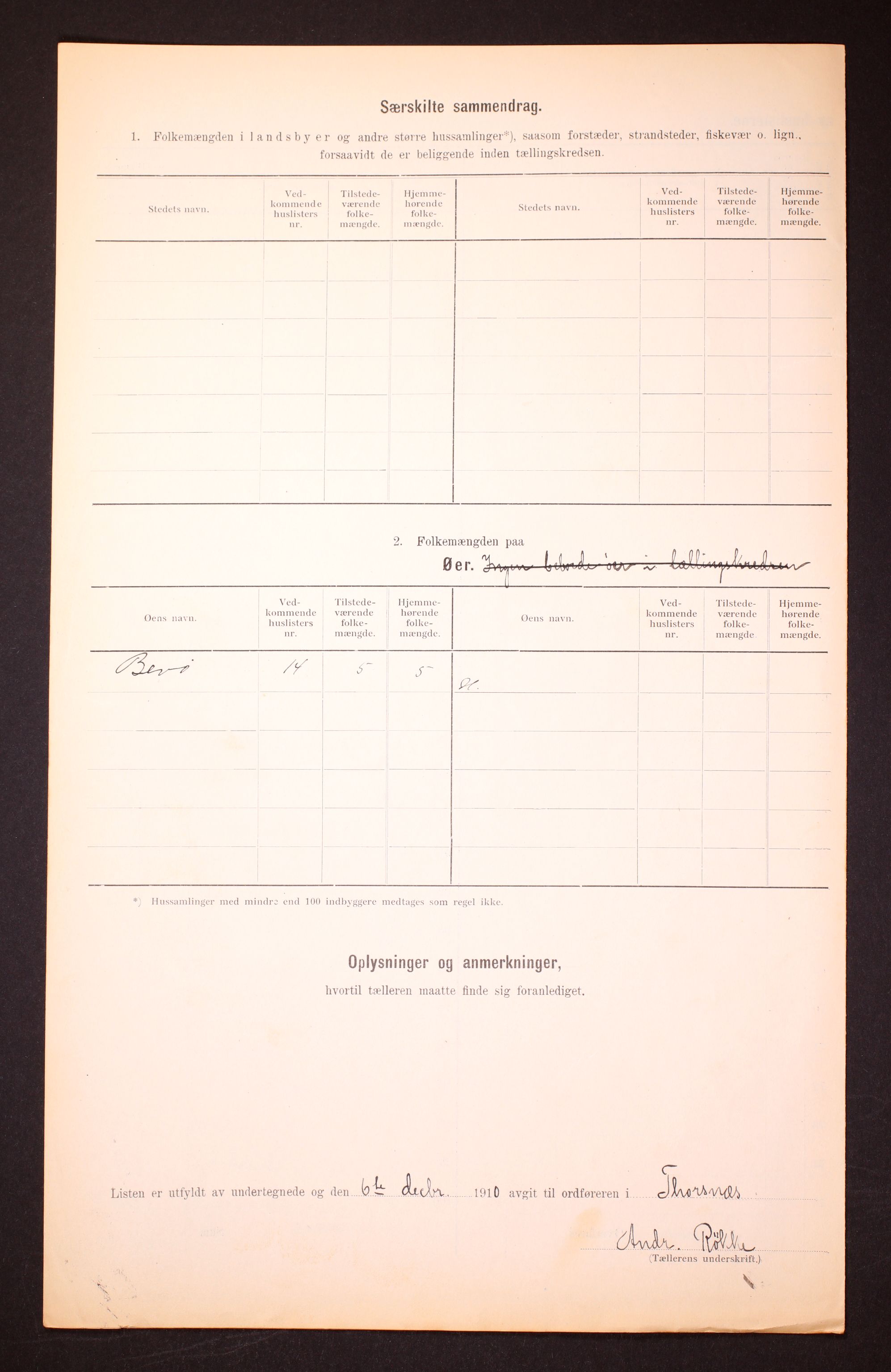 RA, 1910 census for Torsnes, 1910, p. 9