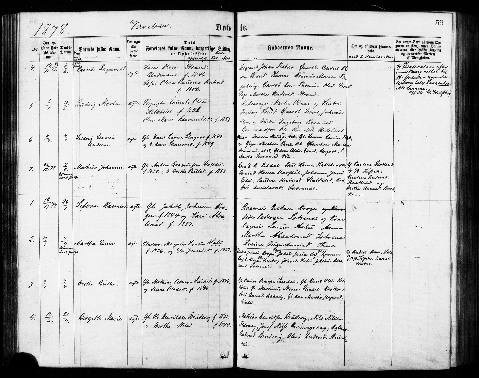 Ministerialprotokoller, klokkerbøker og fødselsregistre - Møre og Romsdal, AV/SAT-A-1454/501/L0007: Parish register (official) no. 501A07, 1868-1884, p. 59