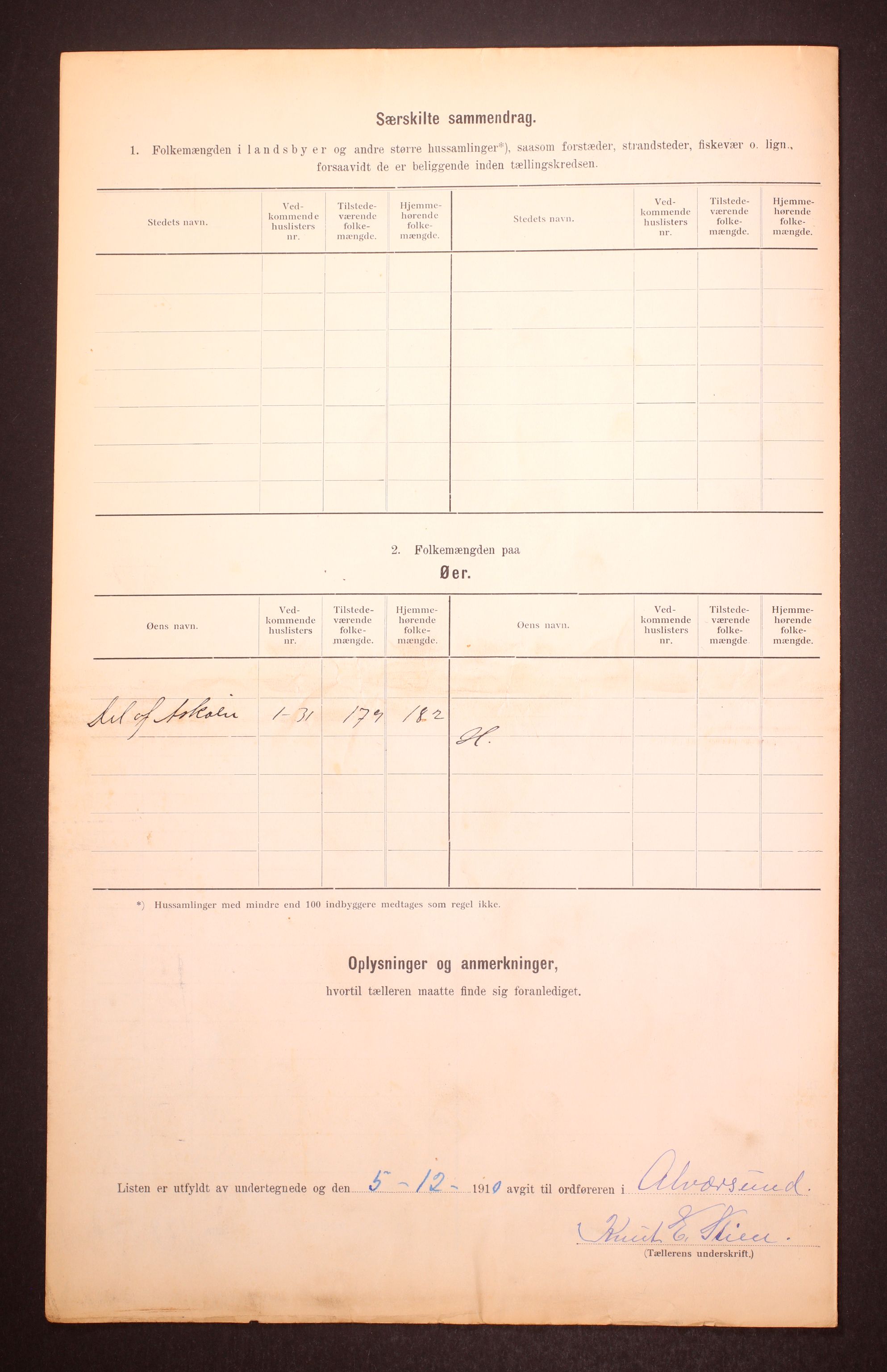 RA, 1910 census for Alversund, 1910, p. 6