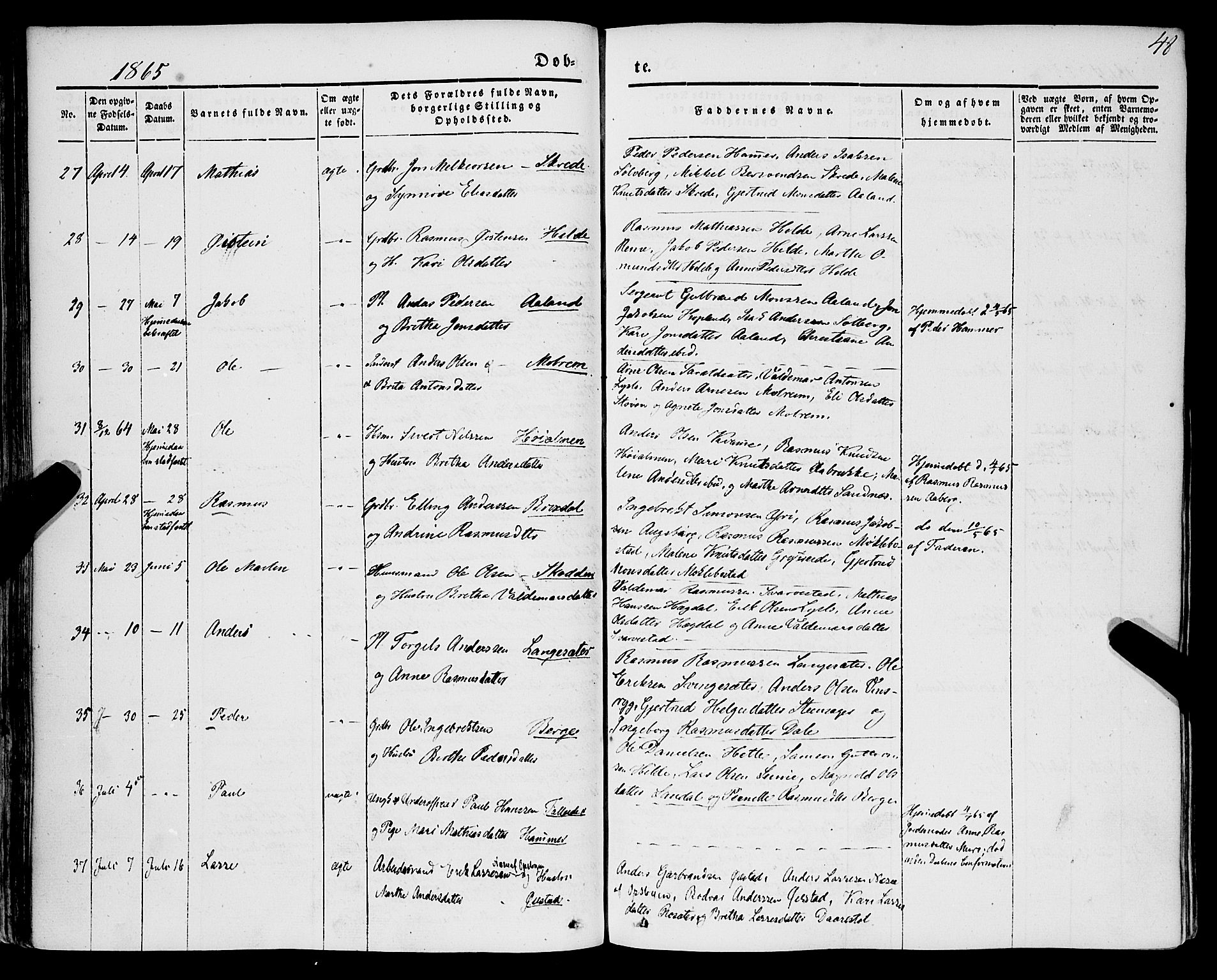 Innvik sokneprestembete, AV/SAB-A-80501: Parish register (official) no. A 5, 1847-1865, p. 48