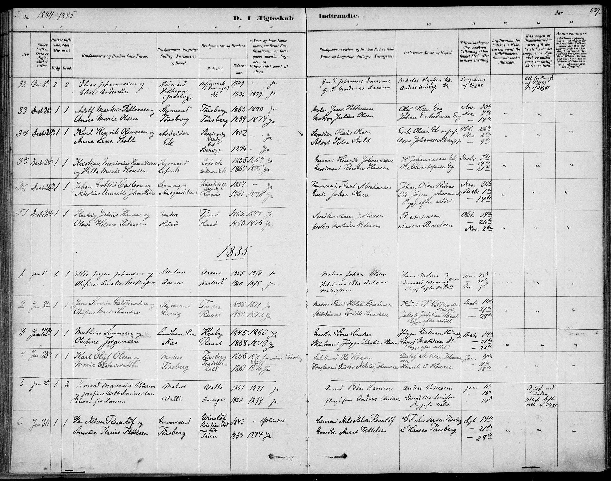 Sem kirkebøker, SAKO/A-5/F/Fb/L0004: Parish register (official) no. II 4, 1878-1891, p. 237