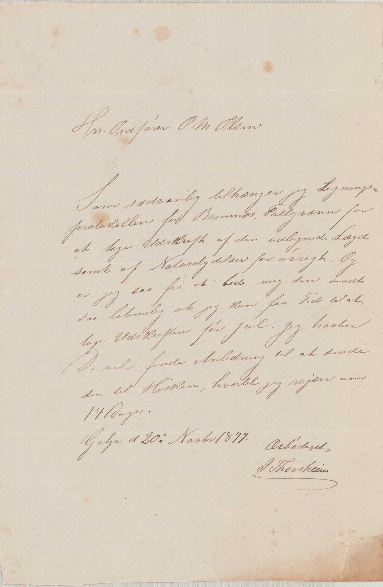 Finnaas kommune. Formannskapet, IKAH/1218a-021/D/Da/L0001/0002: Korrespondanse / saker / Kronologisk ordna korrespodanse, 1876-1879, p. 46