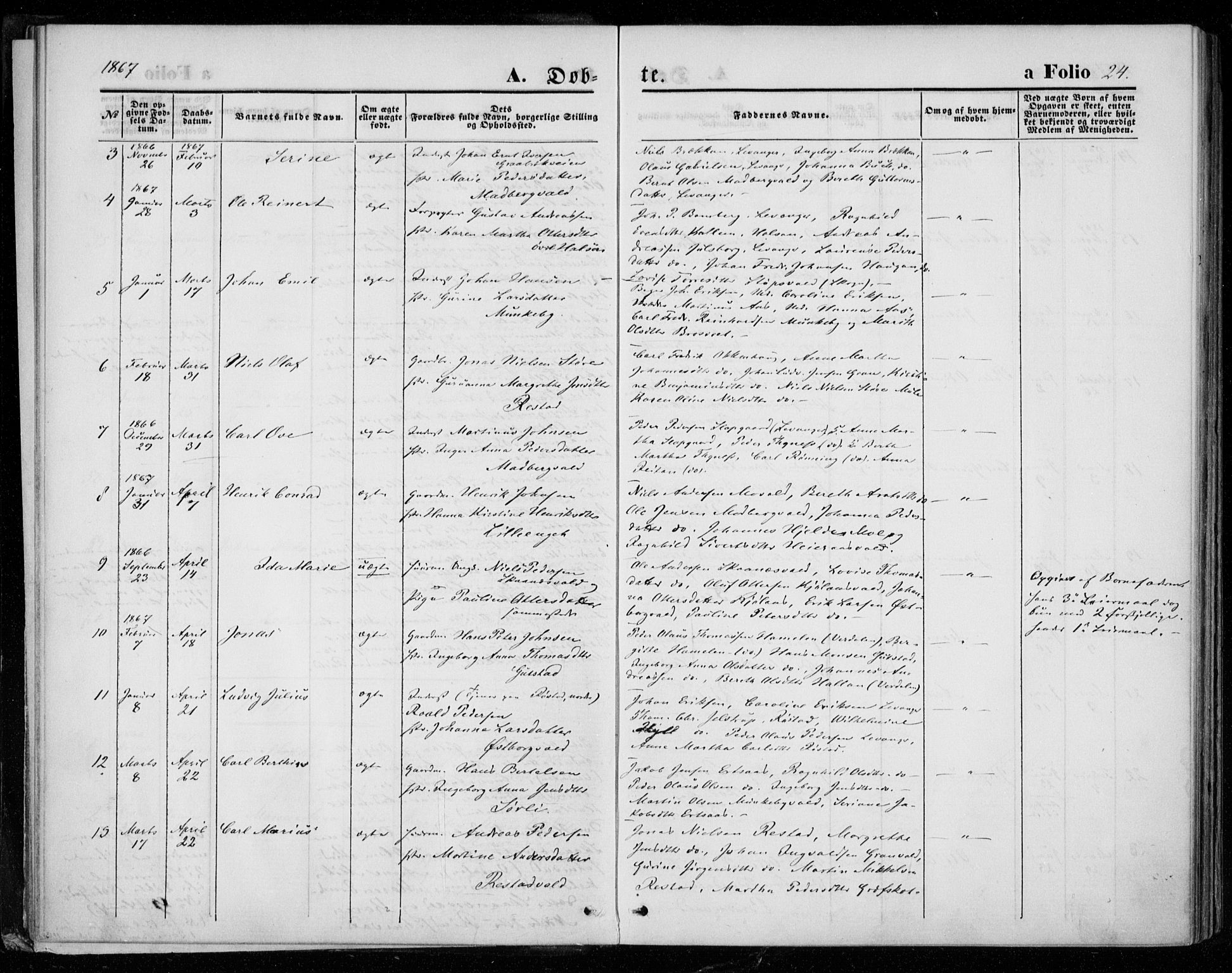 Ministerialprotokoller, klokkerbøker og fødselsregistre - Nord-Trøndelag, AV/SAT-A-1458/721/L0206: Parish register (official) no. 721A01, 1864-1874, p. 24