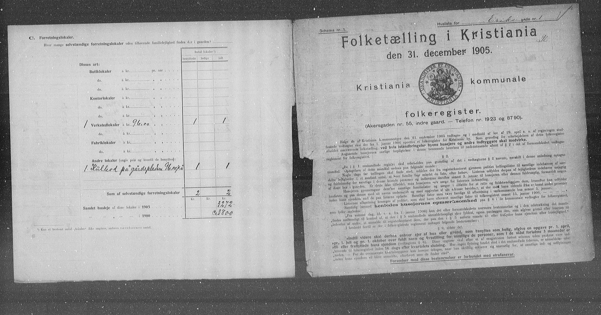 OBA, Municipal Census 1905 for Kristiania, 1905, p. 11122