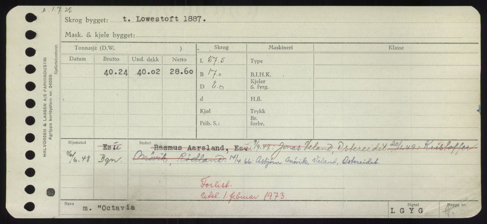 Sjøfartsdirektoratet med forløpere, Skipsmålingen, RA/S-1627/H/Hd/L0028: Fartøy, O, p. 85