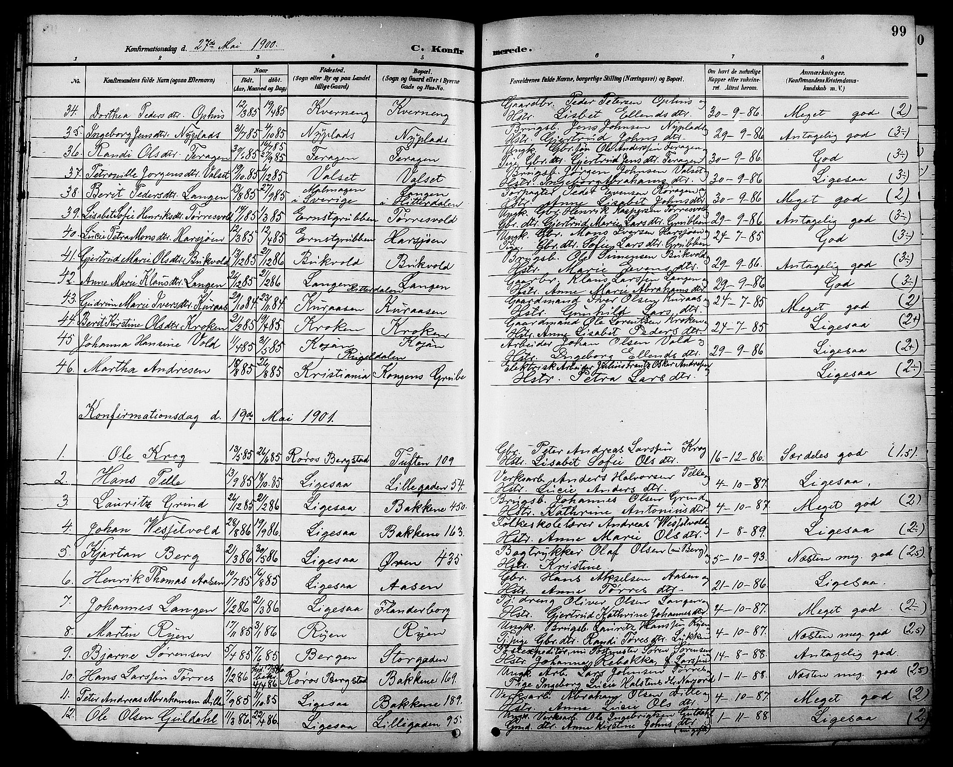 Ministerialprotokoller, klokkerbøker og fødselsregistre - Sør-Trøndelag, SAT/A-1456/681/L0941: Parish register (copy) no. 681C05, 1896-1905, p. 99