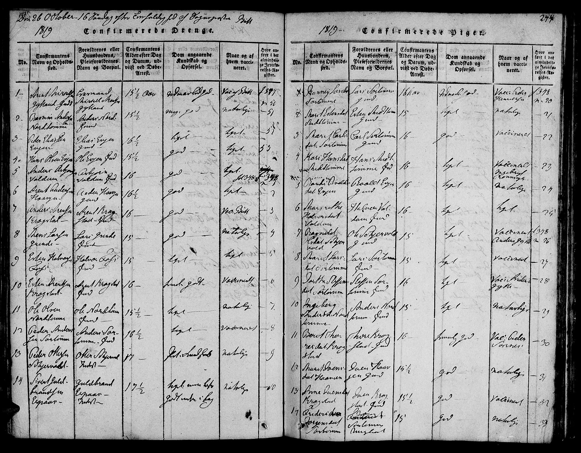 Ministerialprotokoller, klokkerbøker og fødselsregistre - Sør-Trøndelag, SAT/A-1456/692/L1102: Parish register (official) no. 692A02, 1816-1842, p. 244