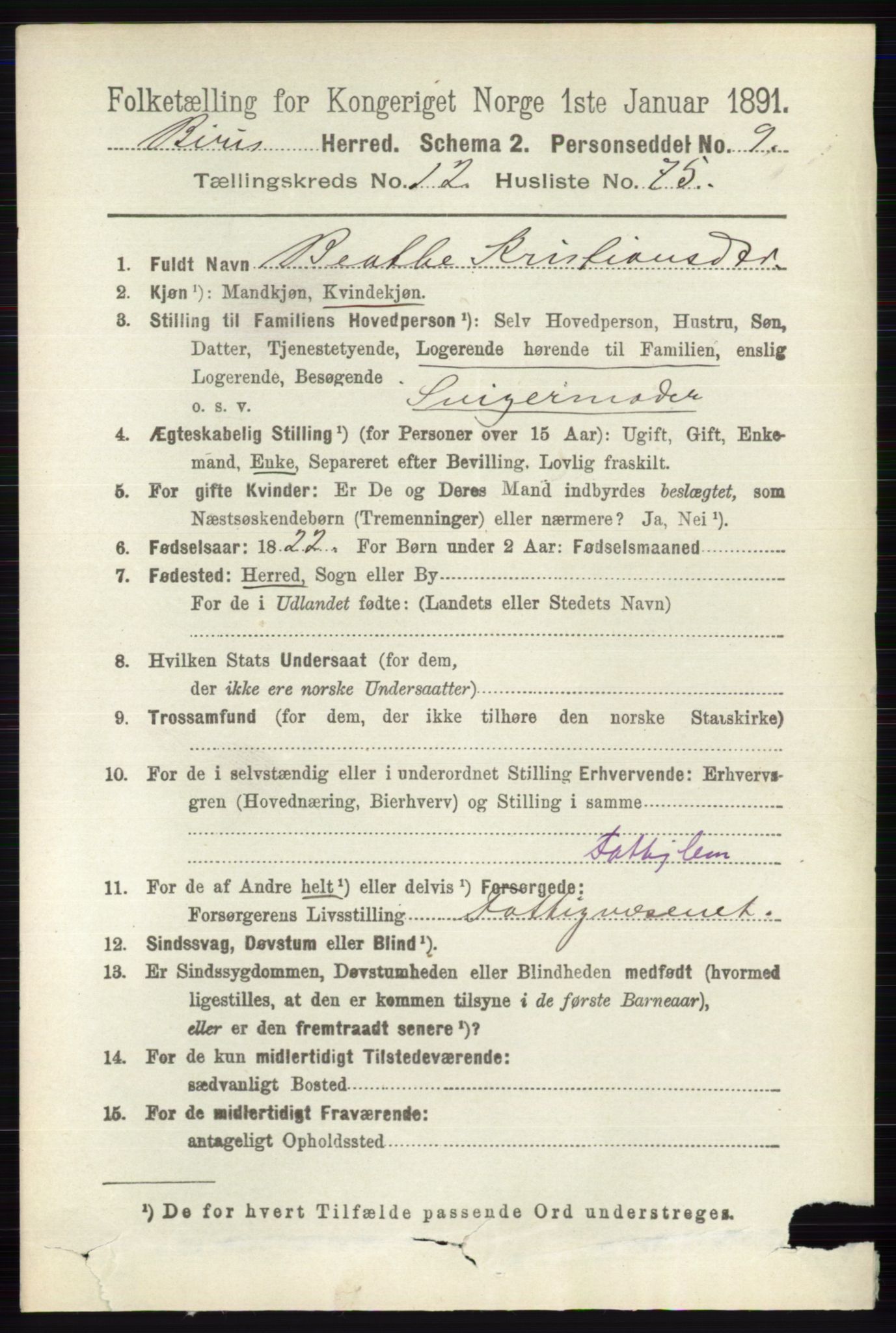 RA, 1891 census for 0525 Biri, 1891, p. 5246