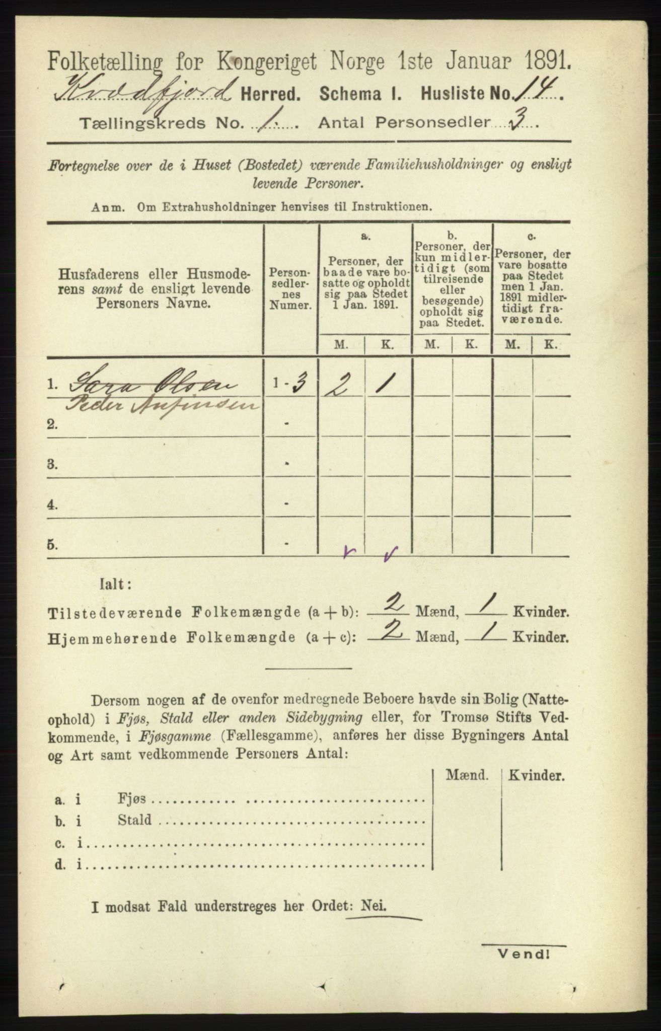 RA, 1891 census for 1911 Kvæfjord, 1891, p. 34