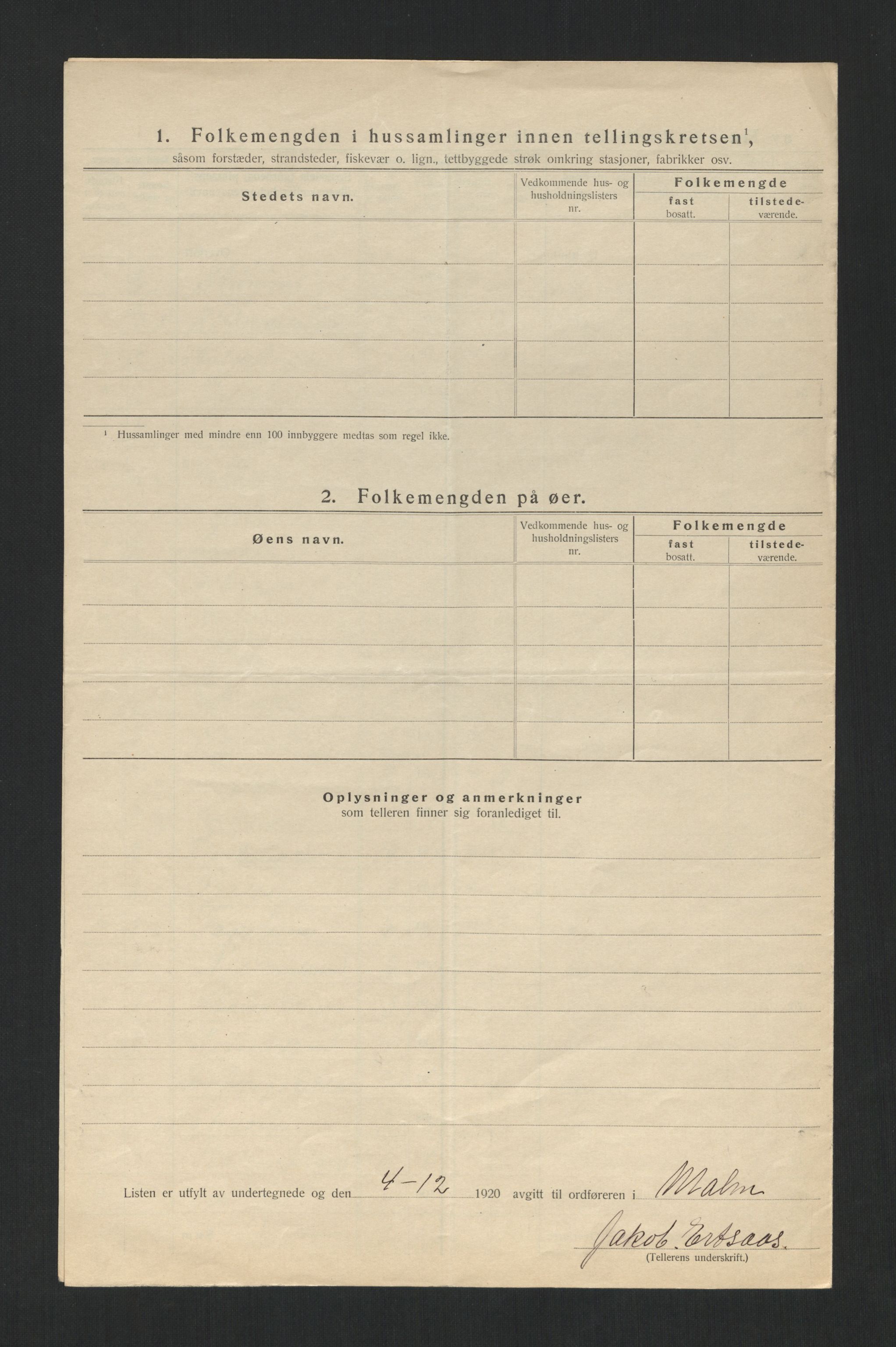 SAT, 1920 census for Malm, 1920, p. 15