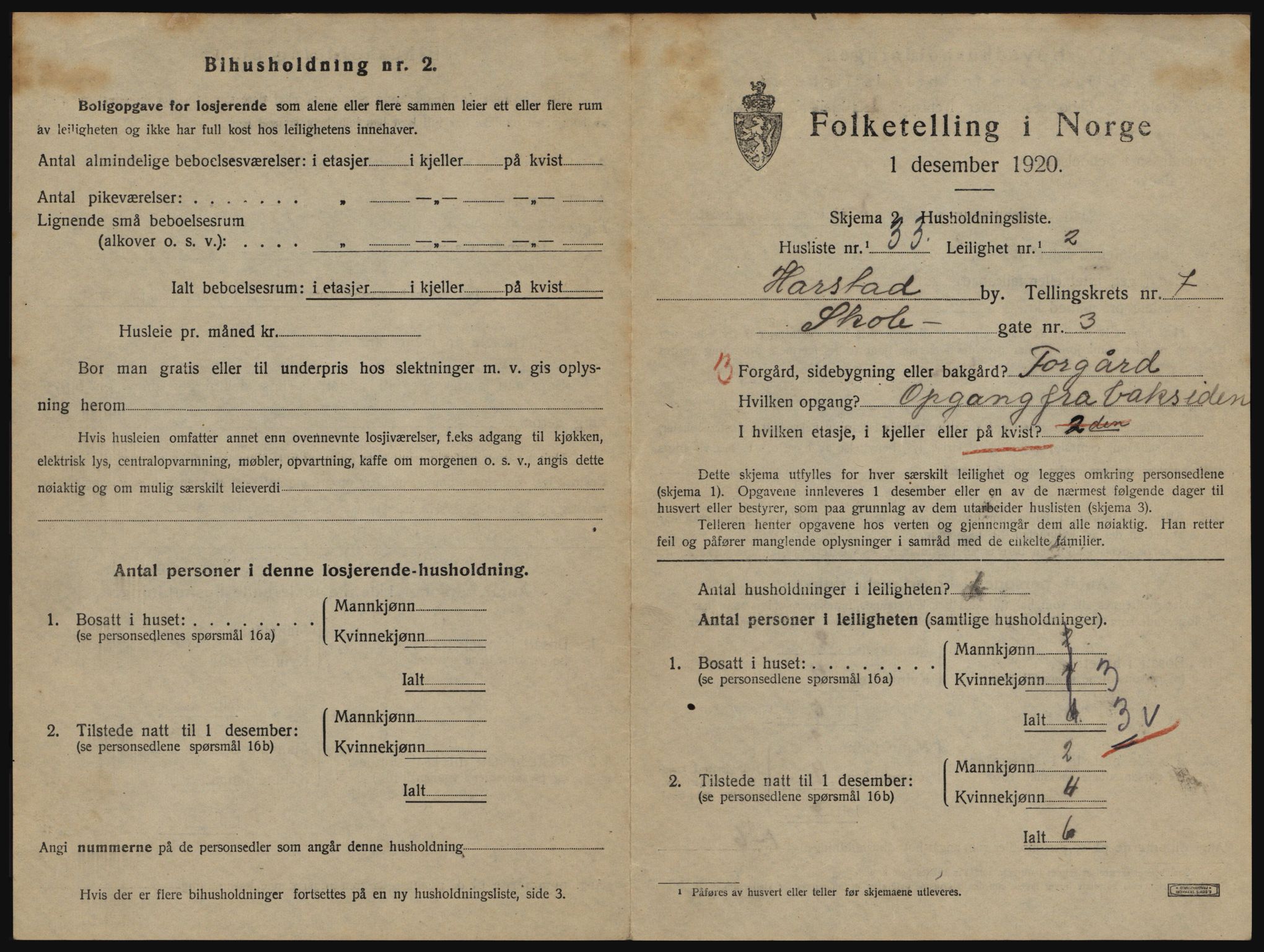 SATØ, 1920 census for Harstad, 1920, p. 2101