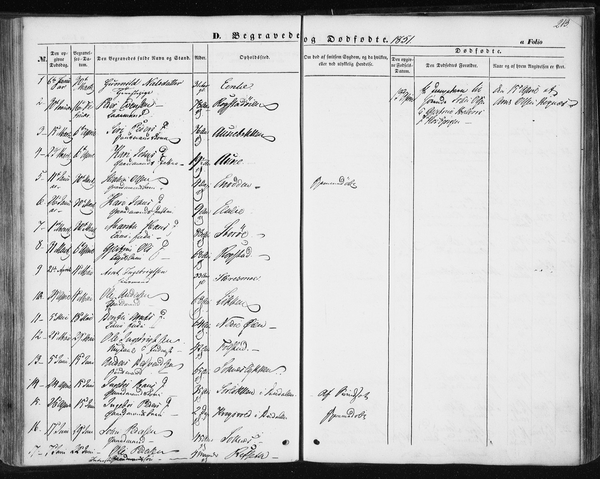 Ministerialprotokoller, klokkerbøker og fødselsregistre - Sør-Trøndelag, SAT/A-1456/687/L1000: Parish register (official) no. 687A06, 1848-1869, p. 213