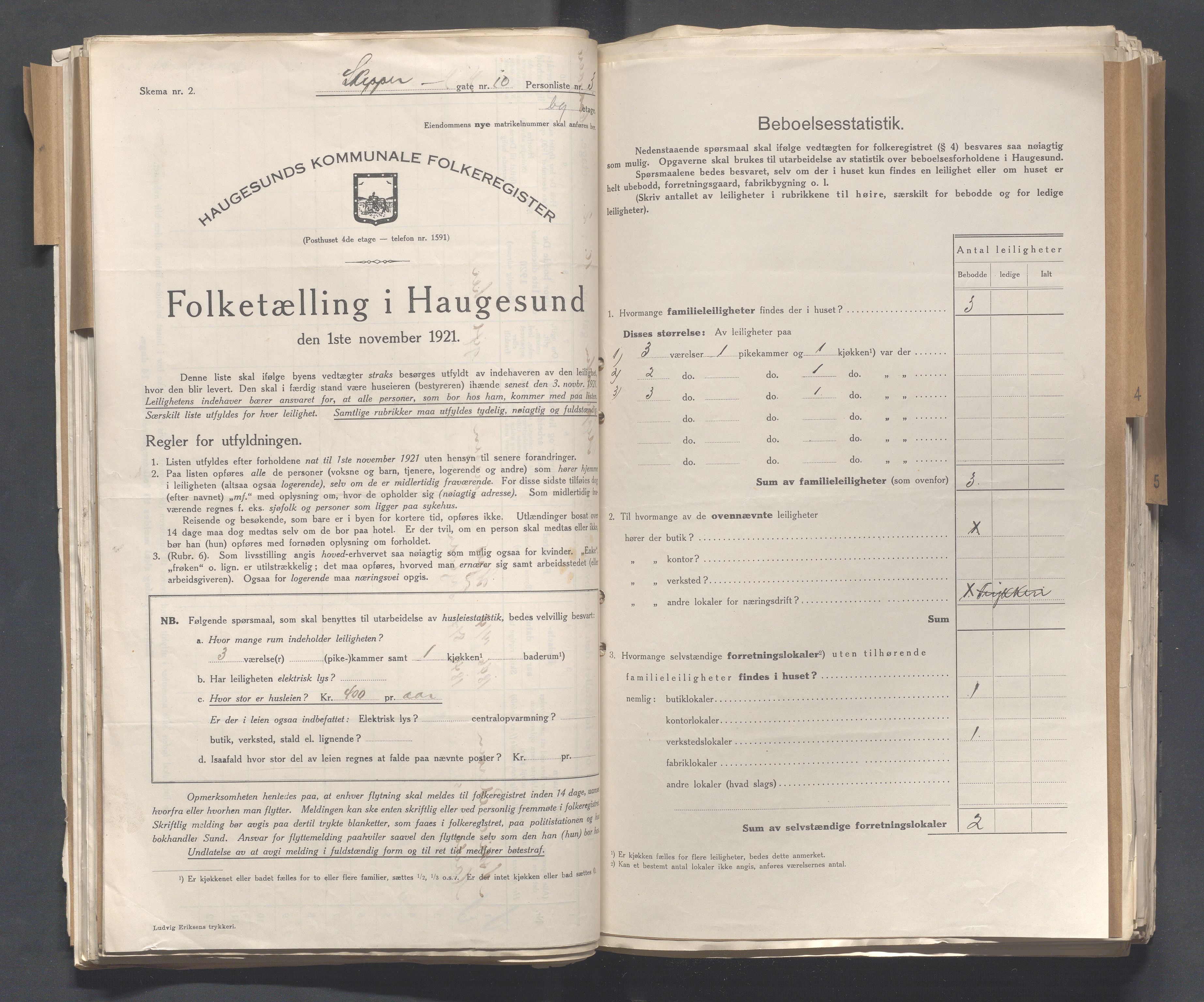 IKAR, Local census 1.11.1921 for Haugesund, 1921, p. 3985