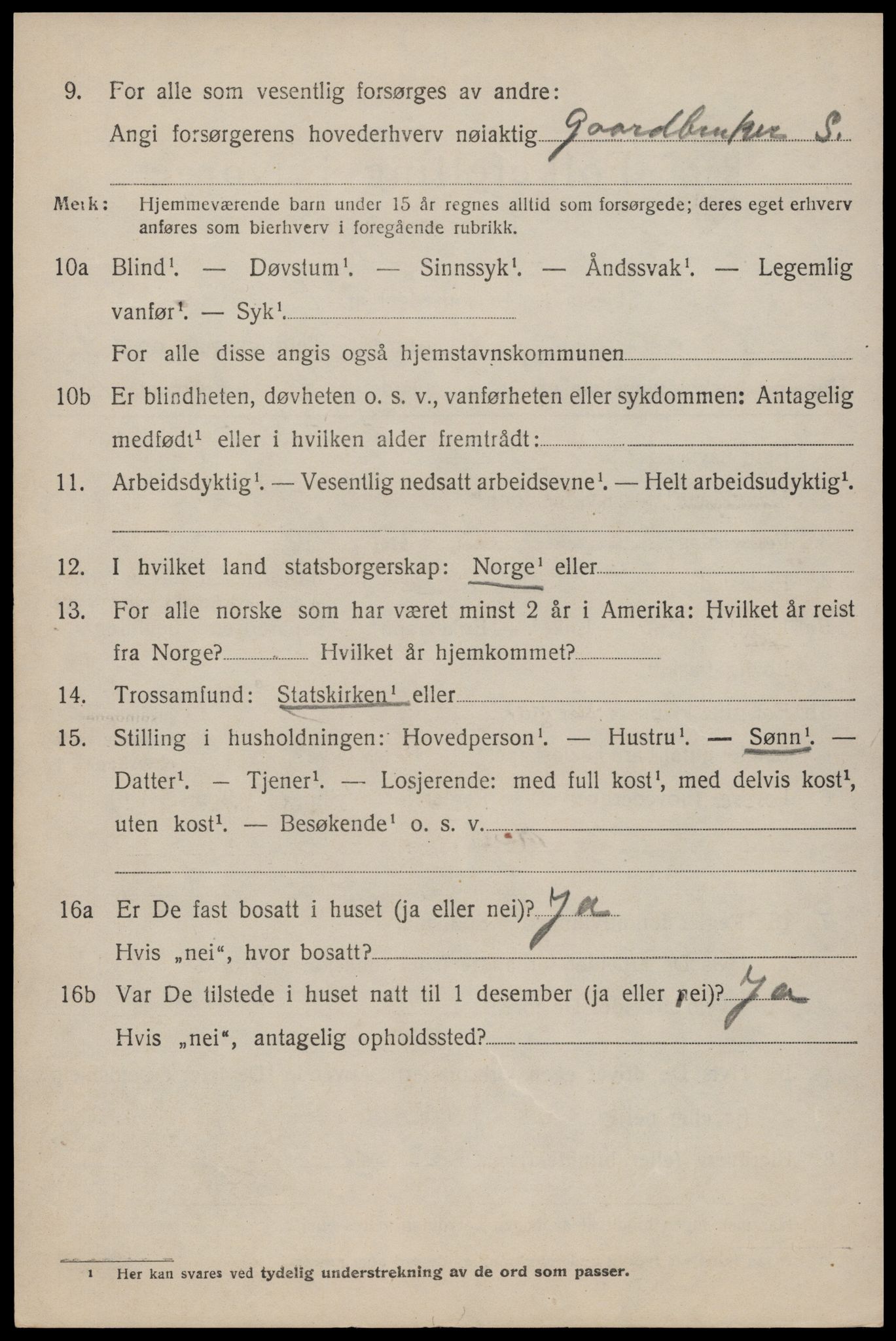 SAST, 1920 census for Håland, 1920, p. 9982