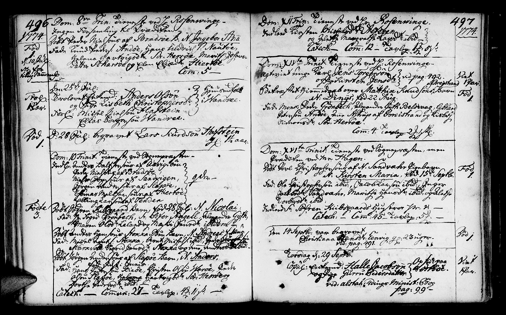 Ministerialprotokoller, klokkerbøker og fødselsregistre - Nordland, SAT/A-1459/817/L0260: Parish register (official) no. 817A02 /2, 1768-1776, p. 496-497