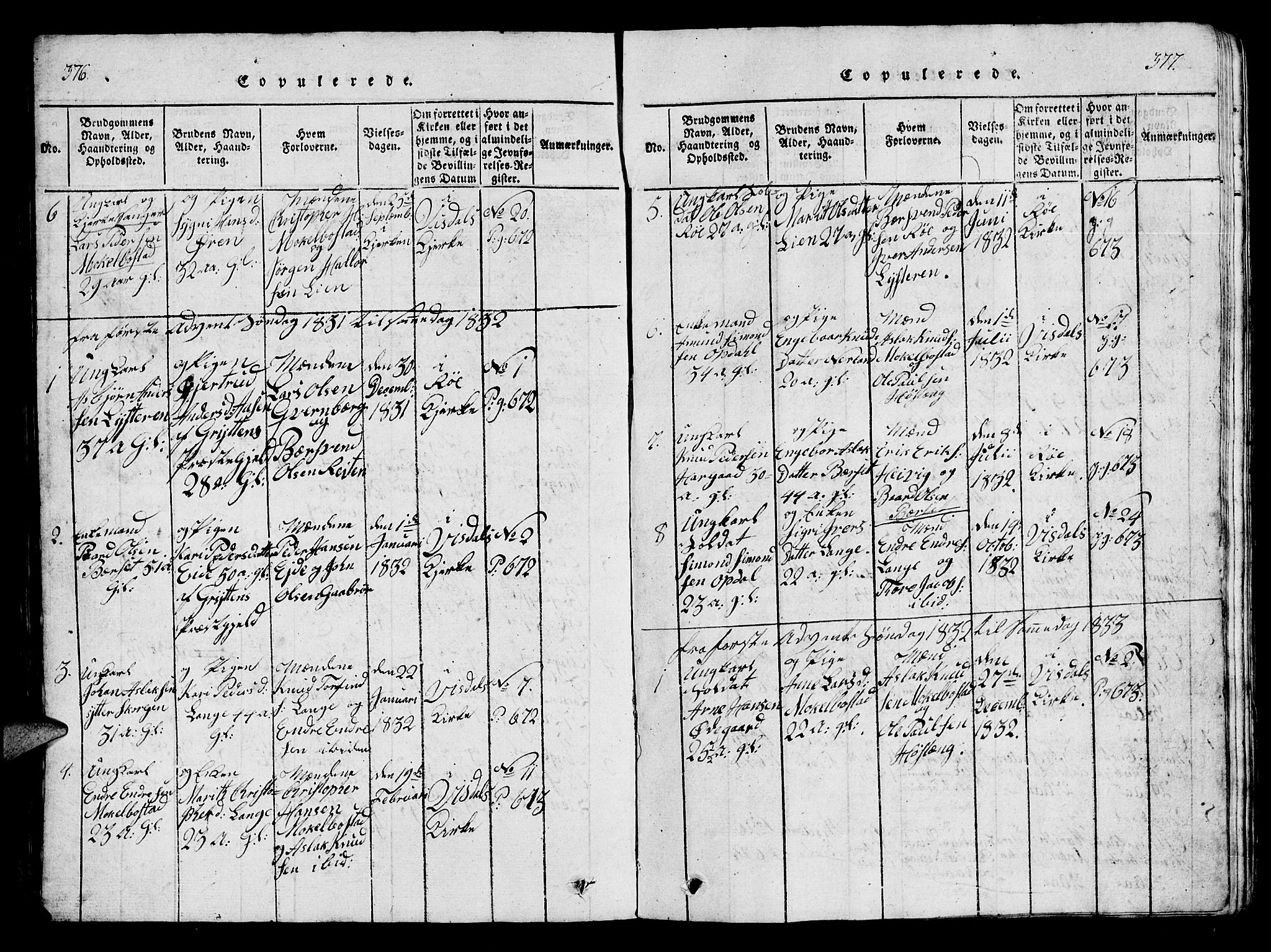 Ministerialprotokoller, klokkerbøker og fødselsregistre - Møre og Romsdal, SAT/A-1454/554/L0644: Parish register (copy) no. 554C01, 1818-1851, p. 376-377