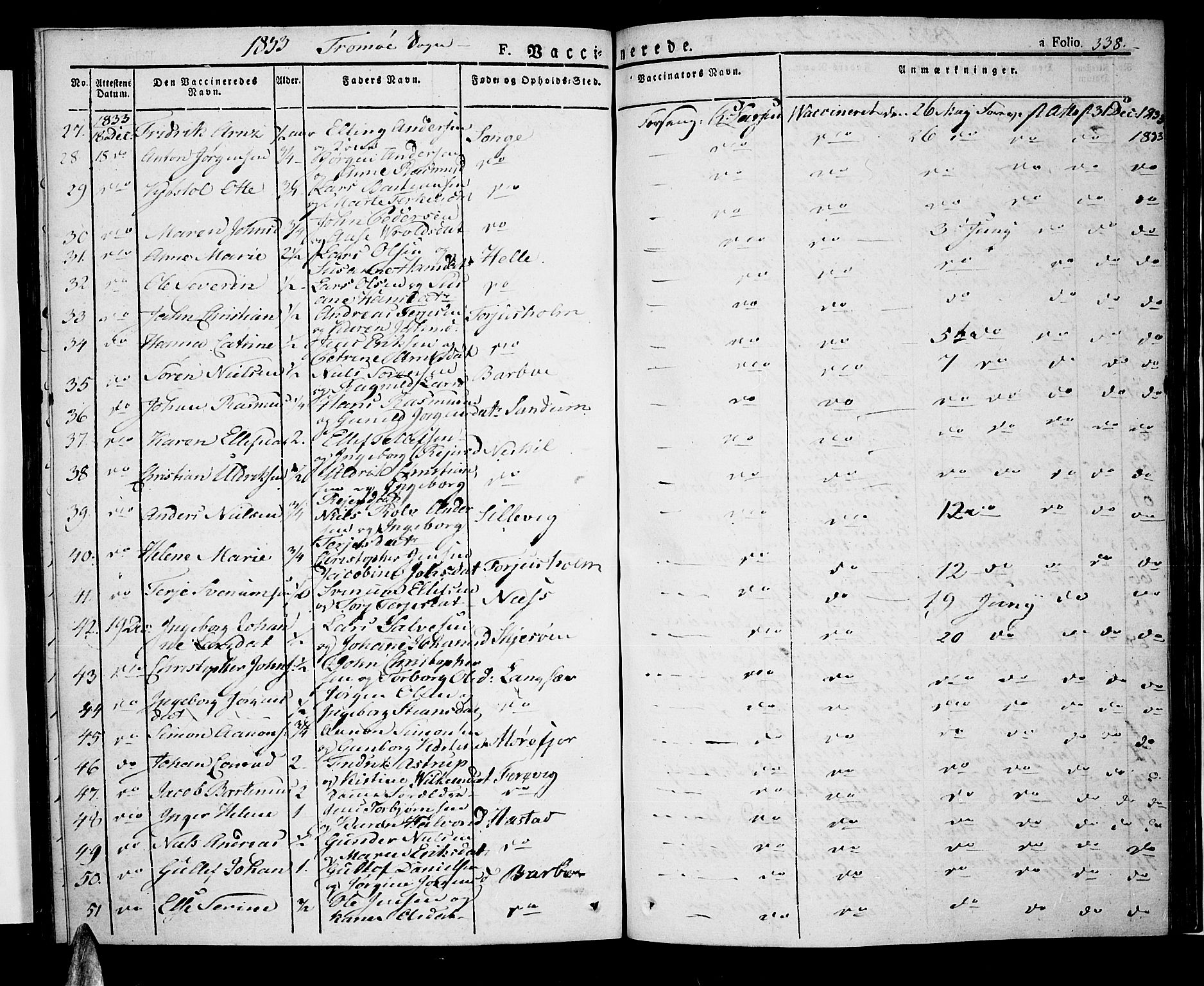 Tromøy sokneprestkontor, SAK/1111-0041/F/Fa/L0003: Parish register (official) no. A 3, 1825-1837, p. 338