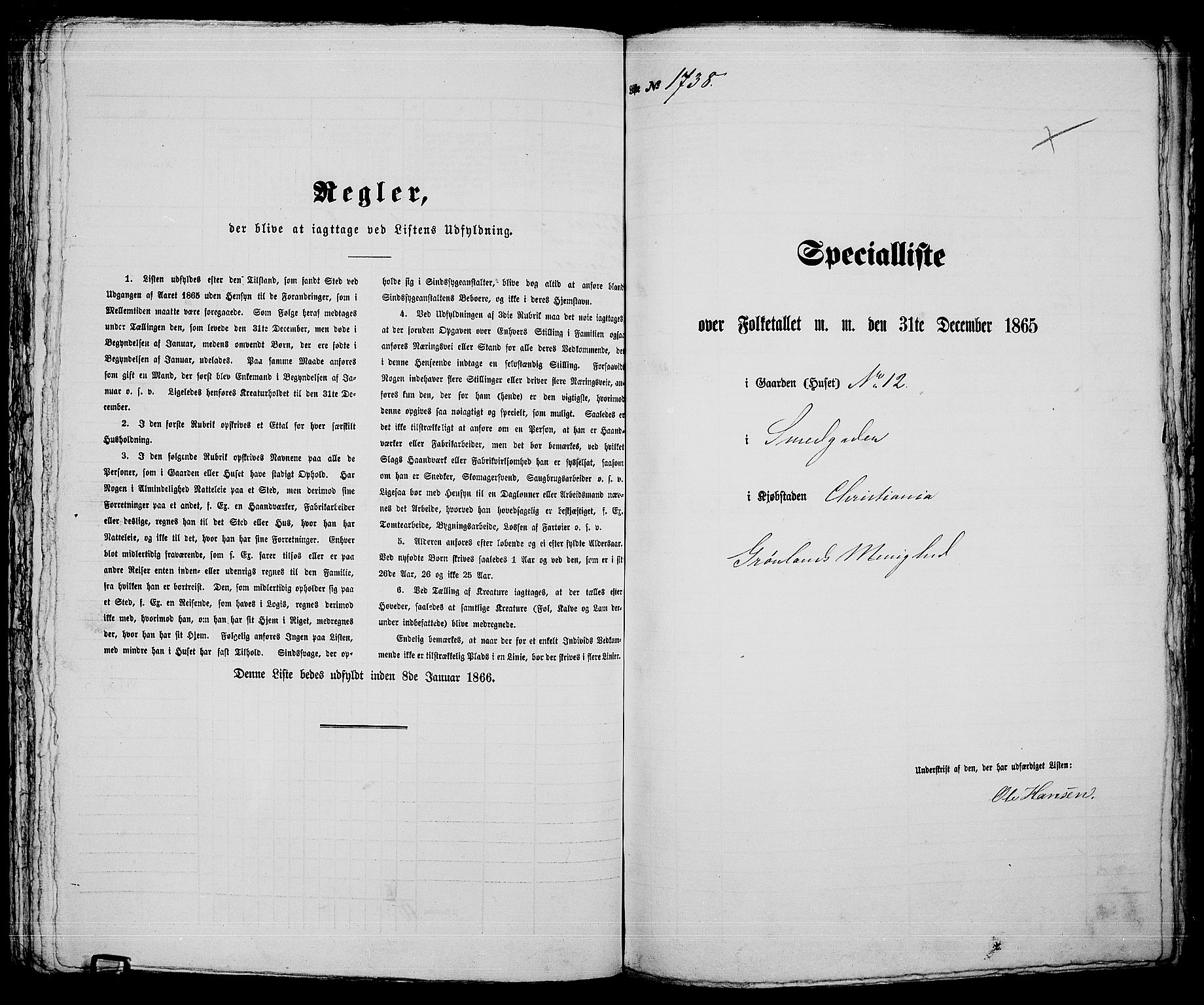 RA, 1865 census for Kristiania, 1865, p. 3916