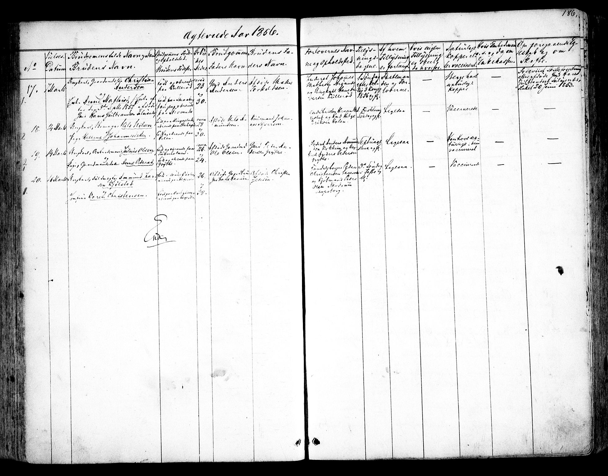Tune prestekontor Kirkebøker, SAO/A-2007/F/Fa/L0011: Parish register (official) no. 11, 1852-1856, p. 186