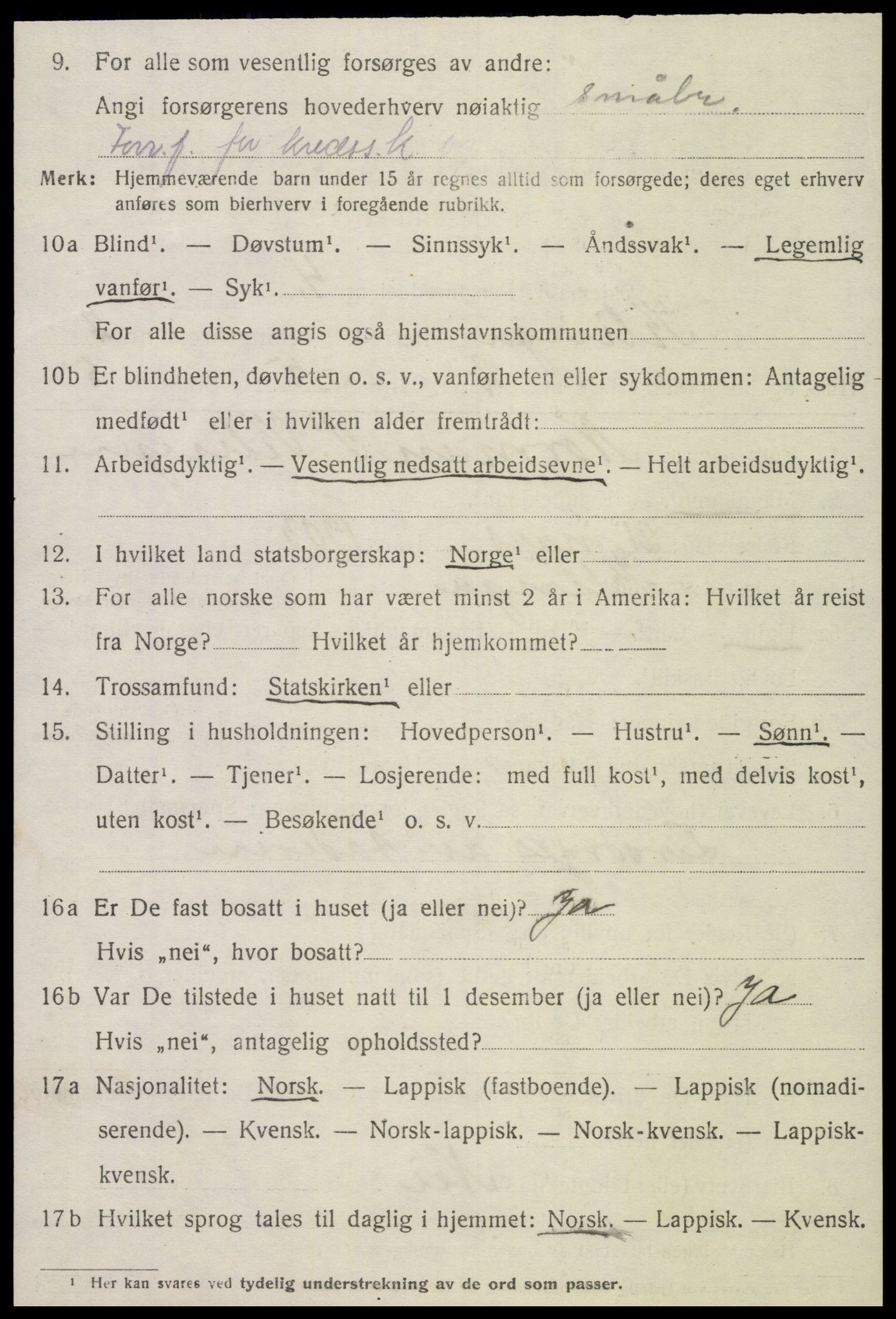SAT, 1920 census for Klinga, 1920, p. 2064