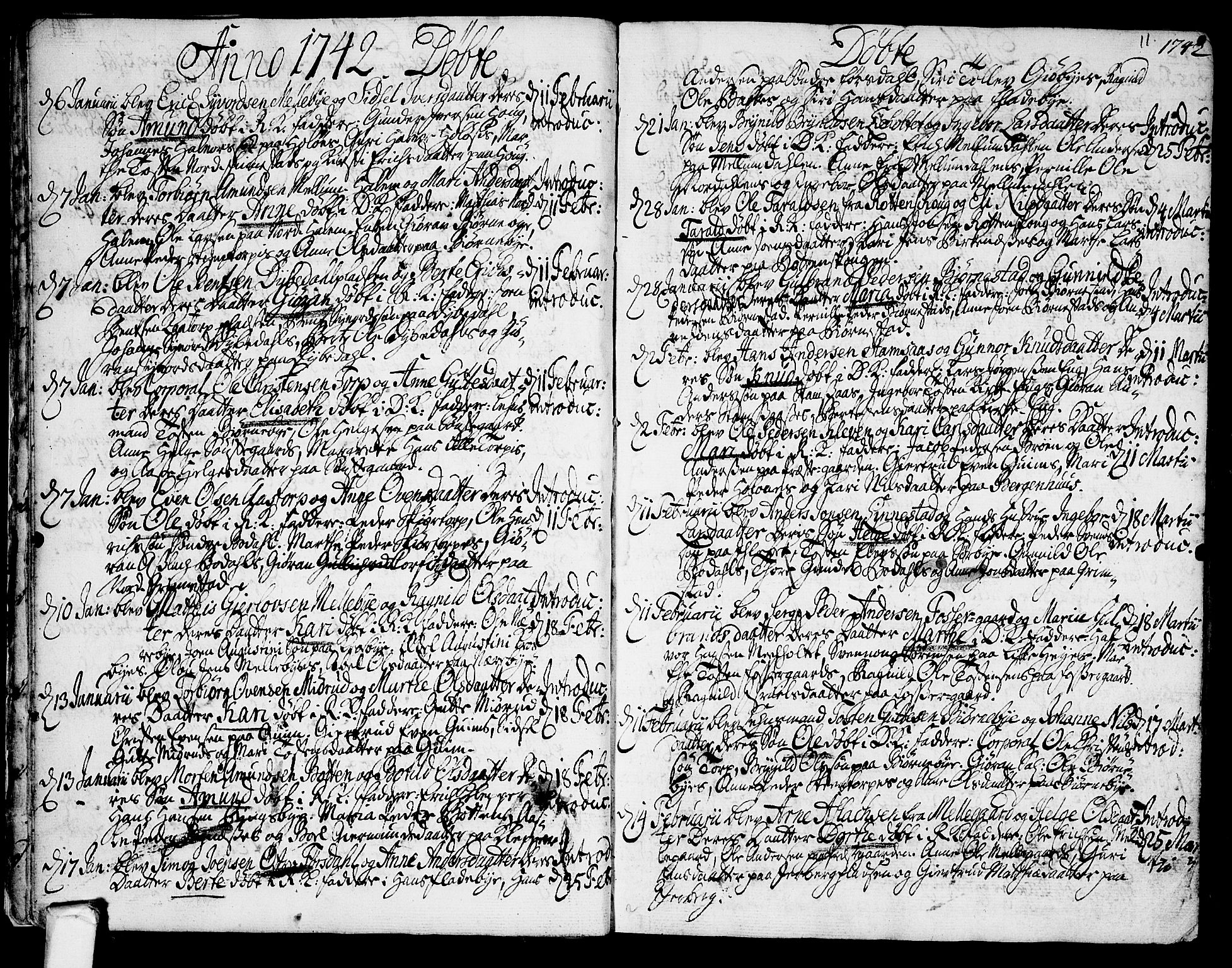 Rakkestad prestekontor Kirkebøker, SAO/A-2008/F/Fa/L0002: Parish register (official) no. I 2, 1741-1751, p. 11