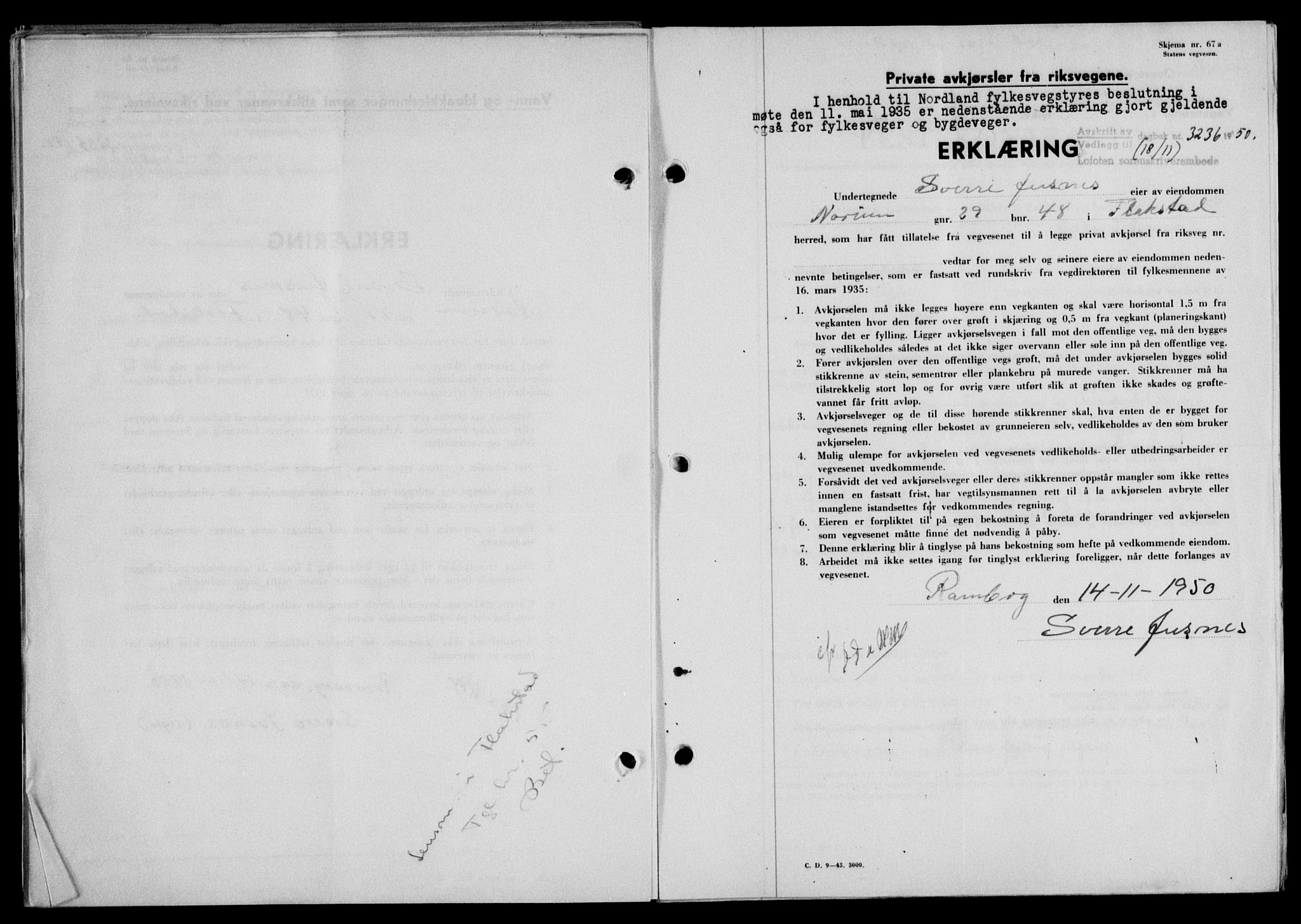 Lofoten sorenskriveri, SAT/A-0017/1/2/2C/L0025a: Mortgage book no. 25a, 1950-1951, Diary no: : 3236/1950