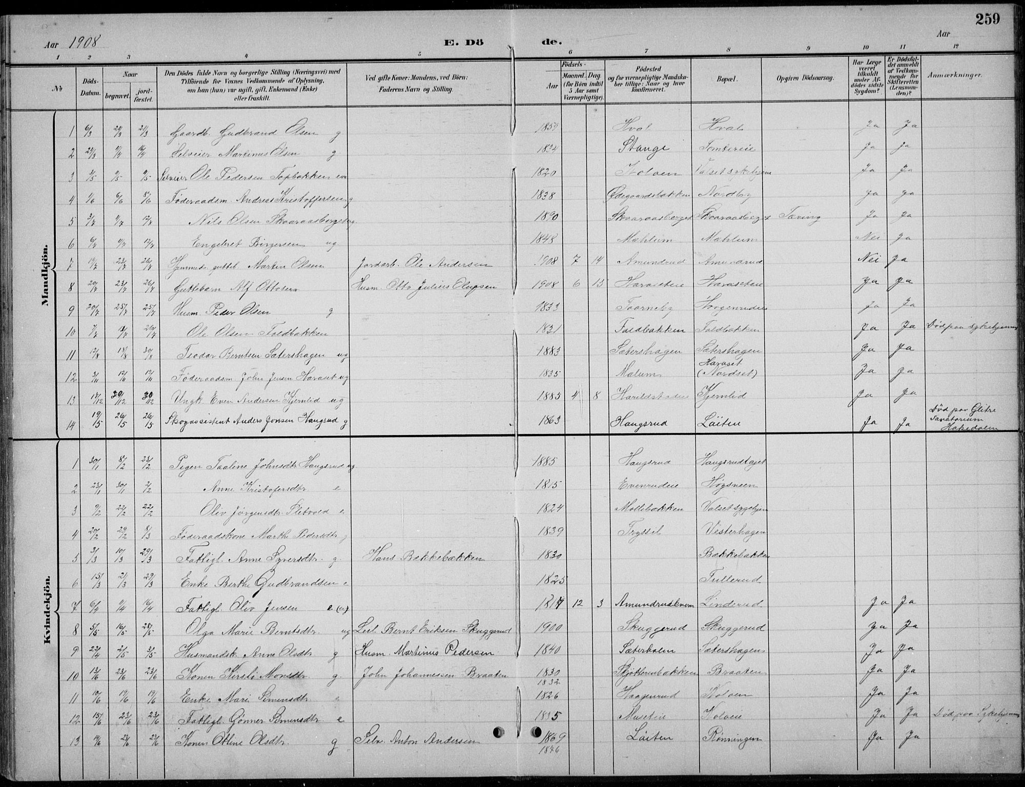 Romedal prestekontor, AV/SAH-PREST-004/L/L0013: Parish register (copy) no. 13, 1896-1937, p. 259