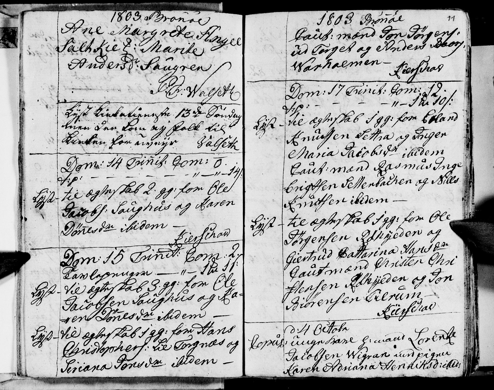 Ministerialprotokoller, klokkerbøker og fødselsregistre - Nordland, SAT/A-1459/813/L0209: Parish register (copy) no. 813C01, 1803-1821, p. 11