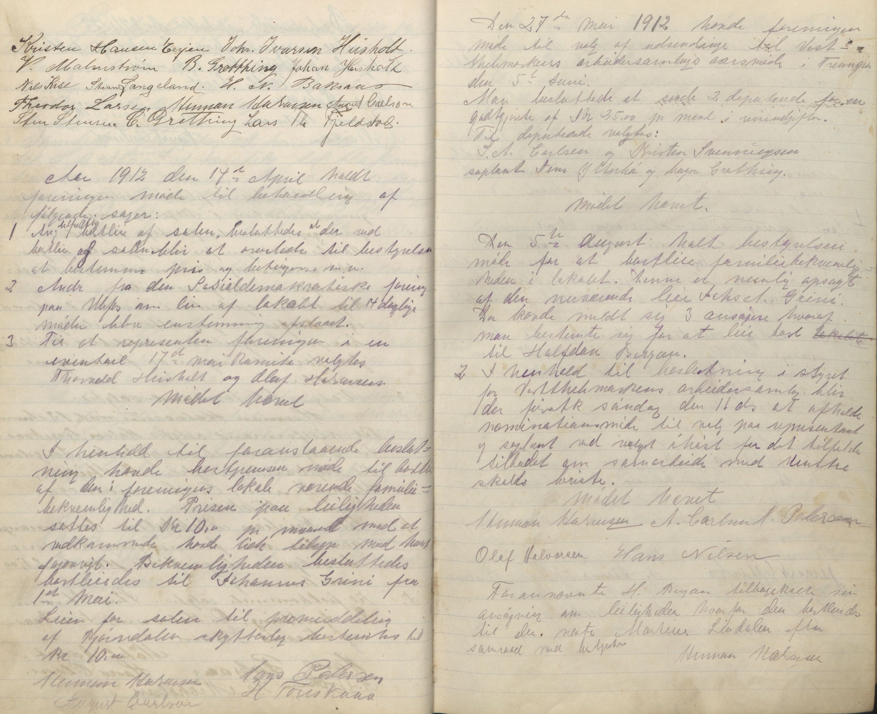 Ulefoss og Omegns Arbeiderforening , AAT/AAT-819011/A/L0002: Møtebok, 1904-1929
