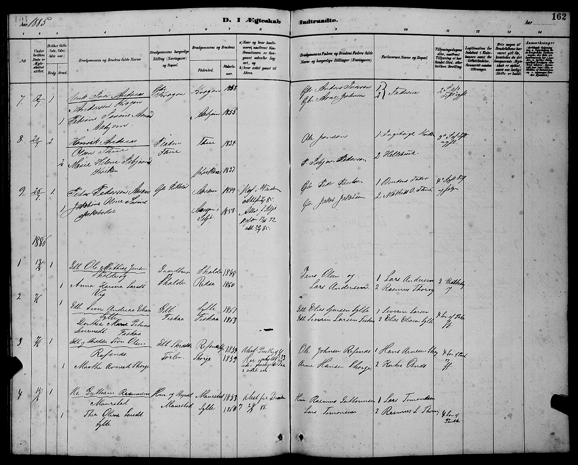 Ministerialprotokoller, klokkerbøker og fødselsregistre - Møre og Romsdal, AV/SAT-A-1454/501/L0017: Parish register (copy) no. 501C03, 1885-1901, p. 162