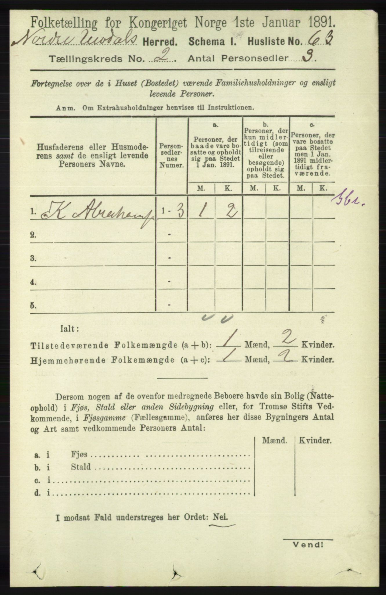 RA, 1891 census for 1028 Nord-Audnedal, 1891, p. 342