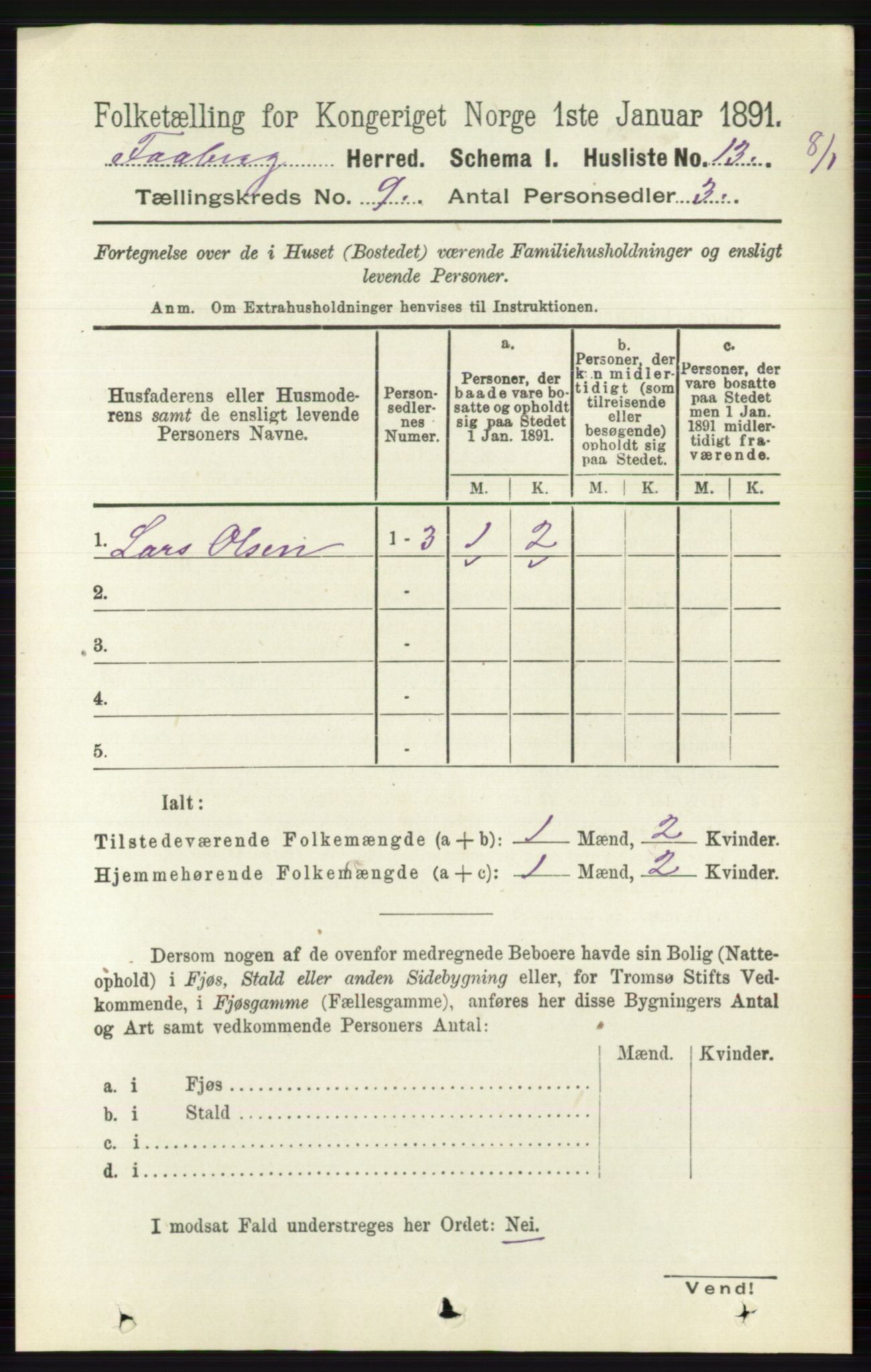 RA, 1891 census for 0524 Fåberg, 1891, p. 3861