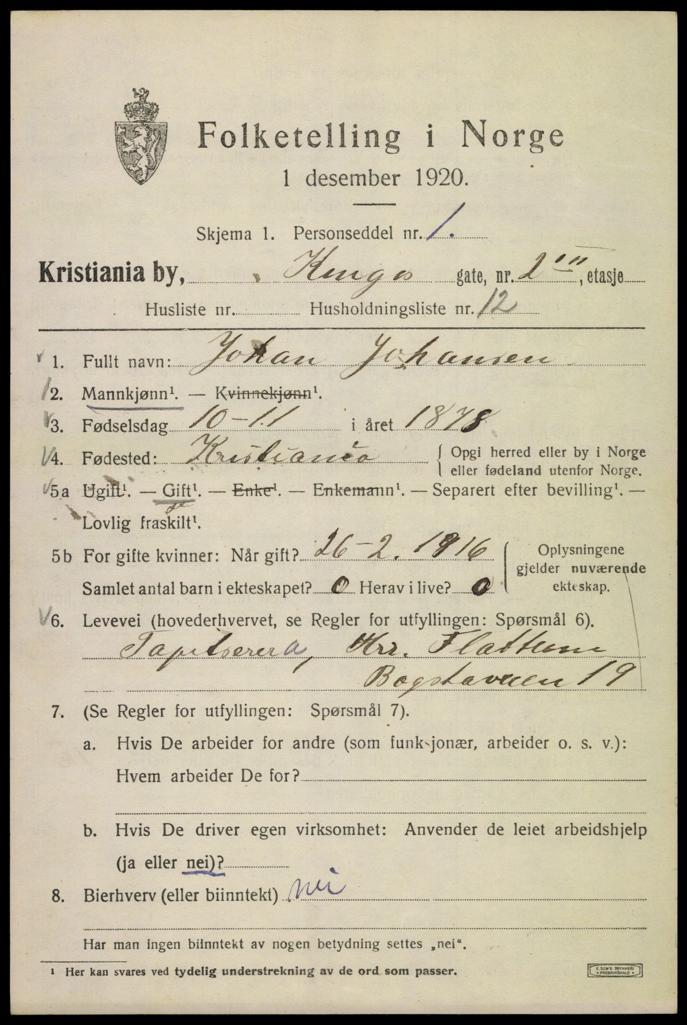 SAO, 1920 census for Kristiania, 1920, p. 332935