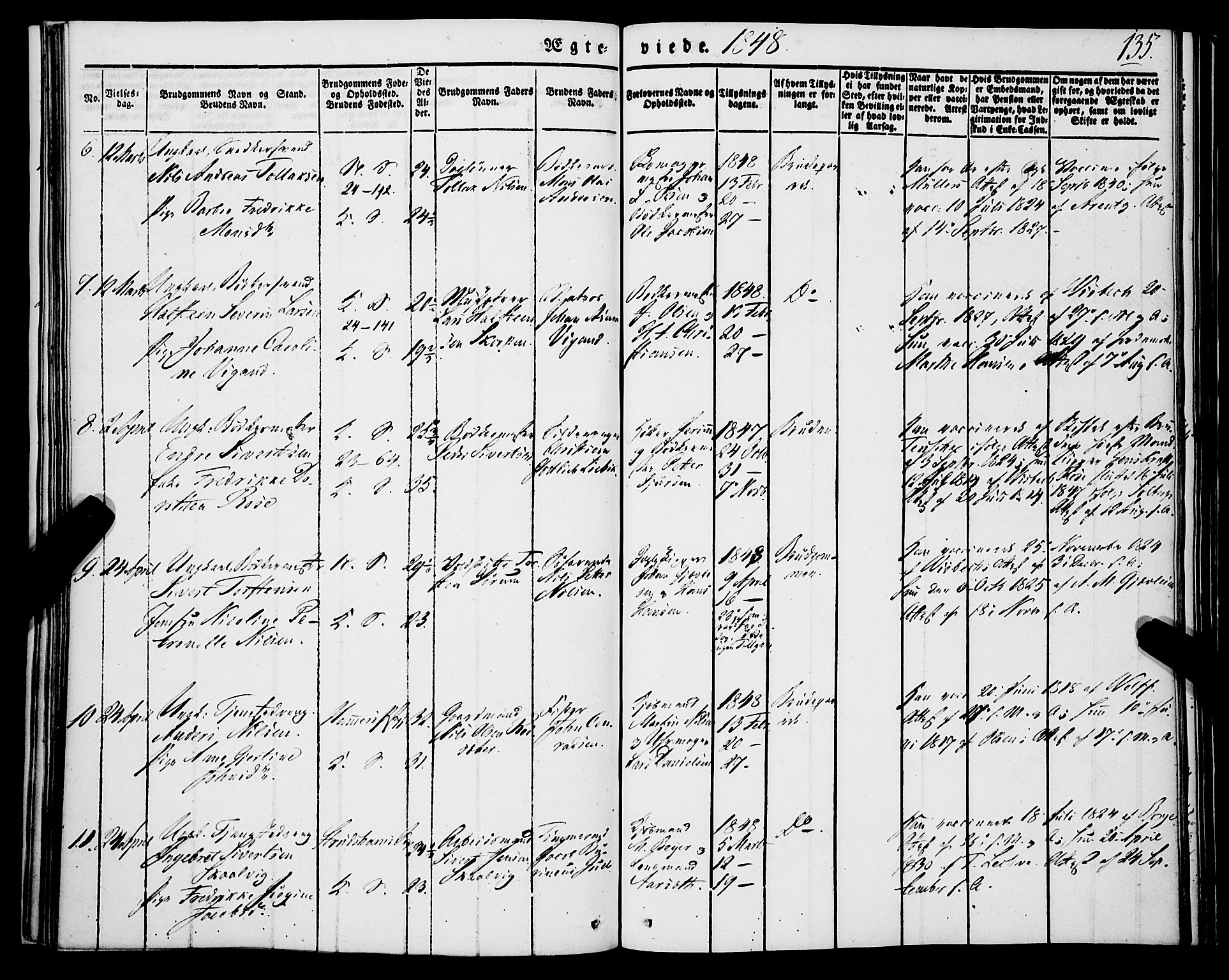 Korskirken sokneprestembete, AV/SAB-A-76101/H/Haa/L0034: Parish register (official) no. D 1, 1832-1852, p. 135