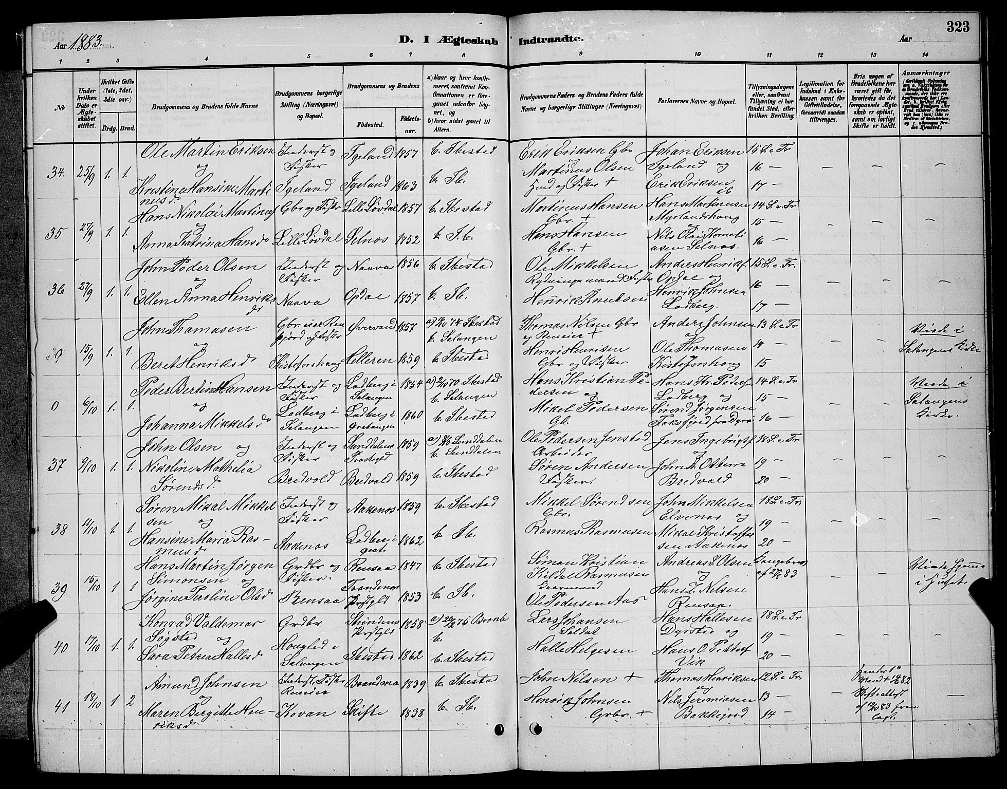 Ibestad sokneprestembete, SATØ/S-0077/H/Ha/Hab/L0007klokker: Parish register (copy) no. 7, 1879-1889, p. 323